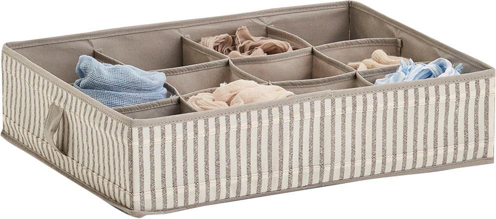 Aufbewahrungsbox »Stripes«, 12 Fächer, faltbar, Vlies, beige