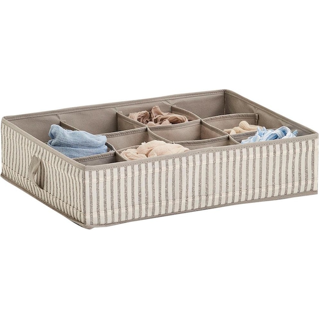 Zeller Present Aufbewahrungsbox »Stripes«, 12 Fächer, faltbar, Vlies, beige  | BAUR