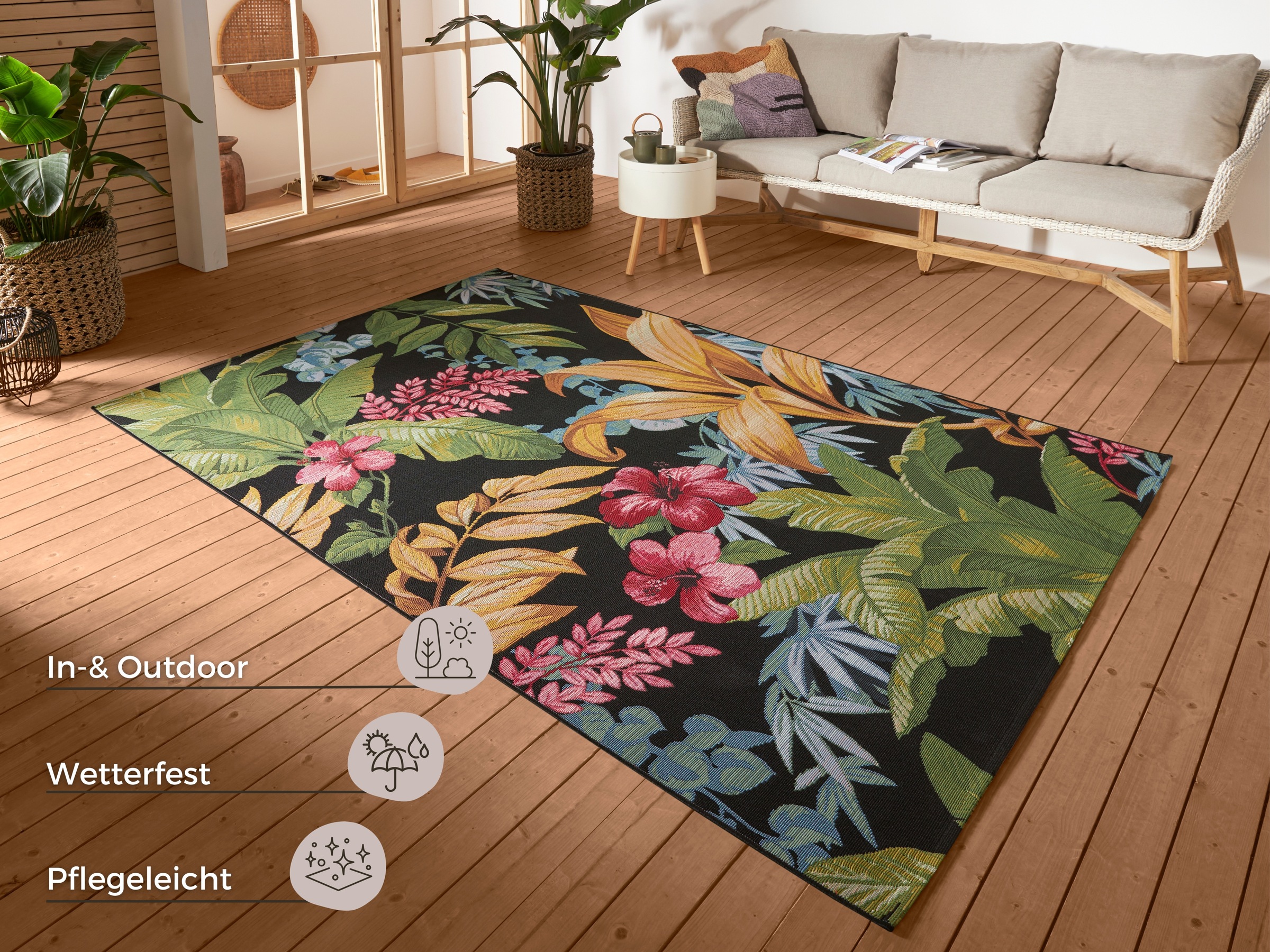 HANSE Home Outdoorteppich »Tropical Flowers«, rechteckig, In-& Outdoor, Teppich, Wetterfest, Balkon, Garten, Wohnzimmer, Floral