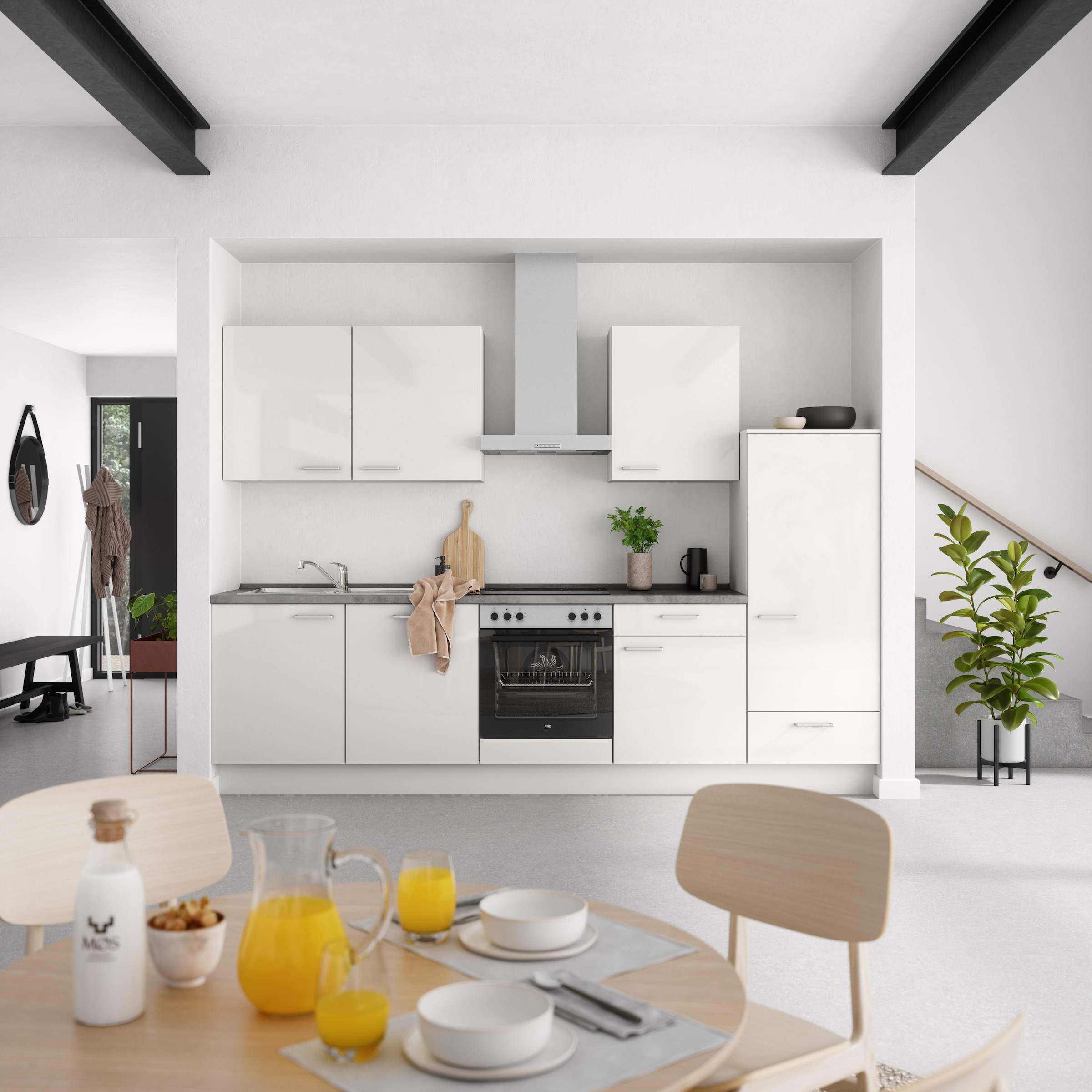 nobilia® Küchenzeile »"Flash I", NEU: individuell anpassbar mit gratis Profi-Beratung« vormontiert, Breite 300 cm, Ausrichtung wählbar, wahlw. mit E-Geräten
