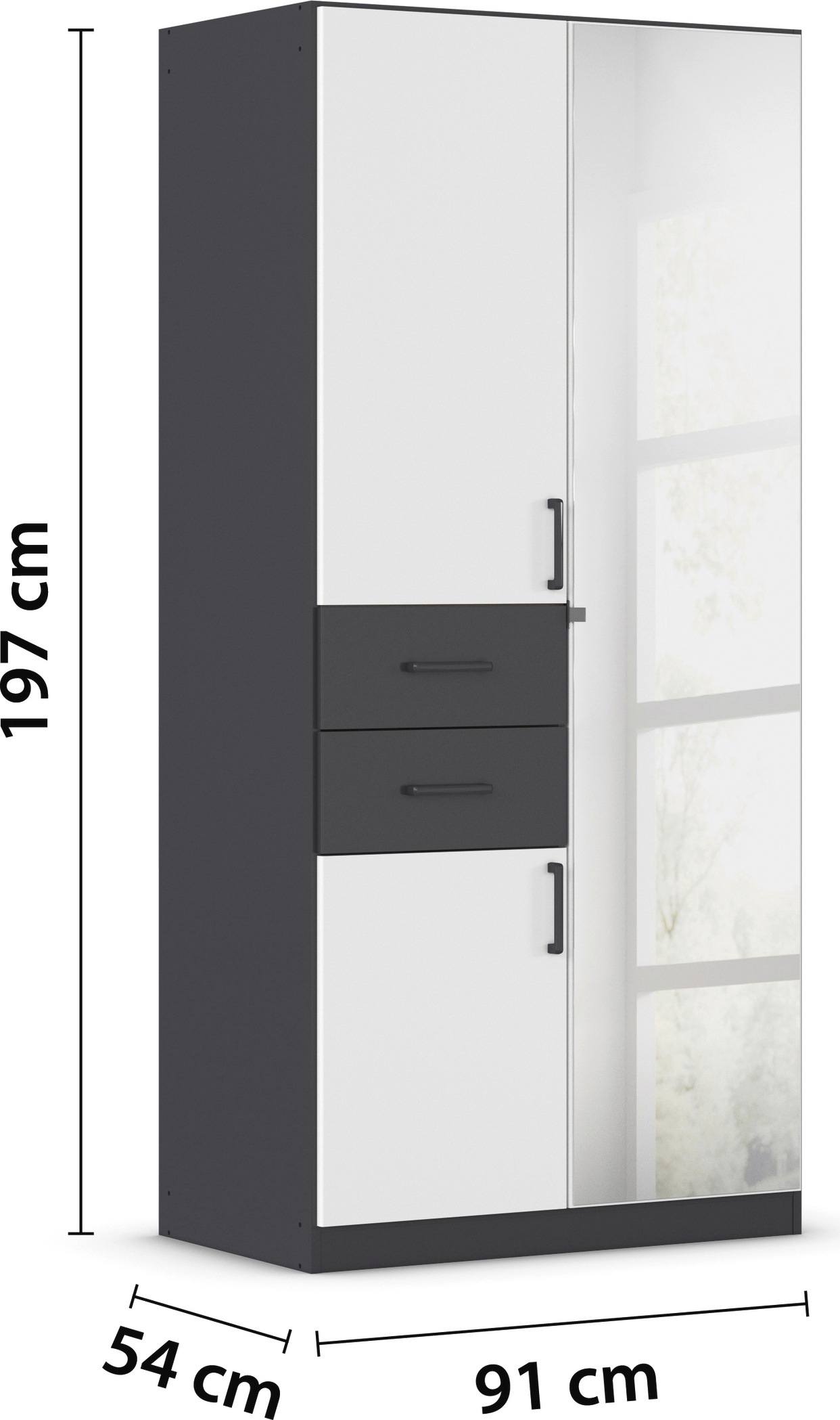 rauch Drehtürenschrank »Maika« mit Spiegel, 2 Schubladen, in verschiedenen Breiten, Höhen und Farben