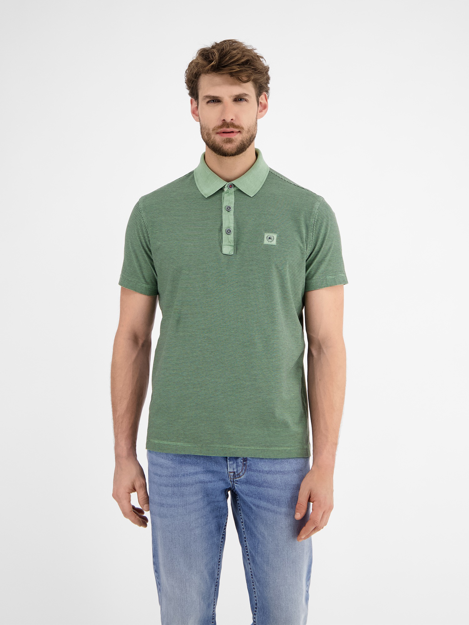 LERROS Herren Poloshirt "Herren Poloshirt, gestreift", grün, Gr. M, 100% Baumwolle, Shirts