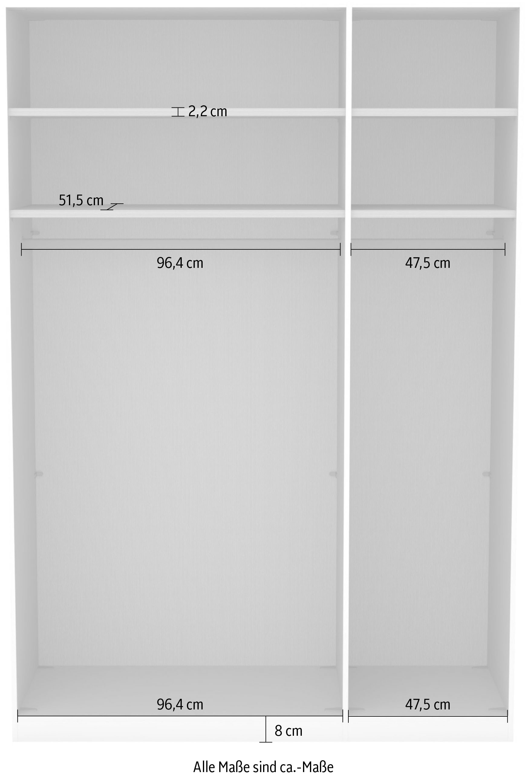 Musterring Drehtürenschrank »San Diego, Kleiderschrank, Schrank, Garderobe, mit Glastüren« weiß, Türen gedämpft, 2 Höhen, mehrere Breiten, MADE IN GERMANY, 1 Stk. tlg. 3-türig (gedämpft), 4 Böden, 2 Kleiderstangen, Chromgriffe