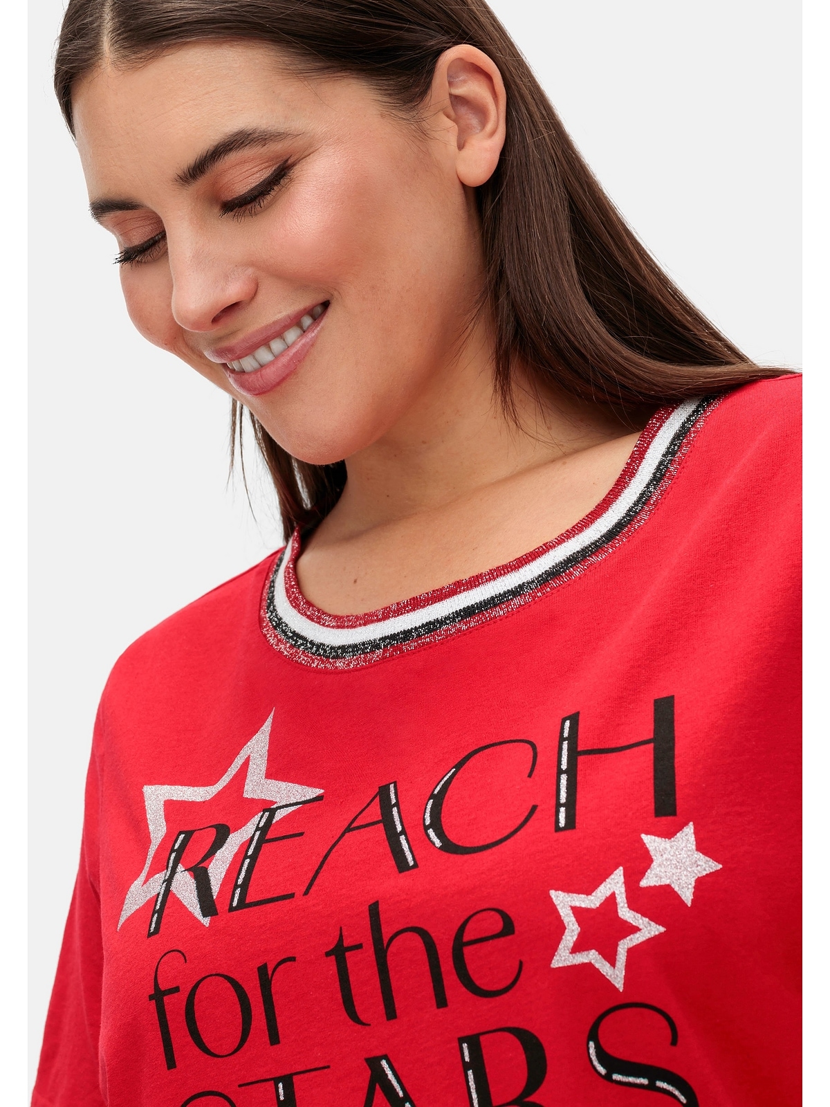 Sheego T-Shirt »Große Größen«, mit Frontdruck und Glitzerdetails