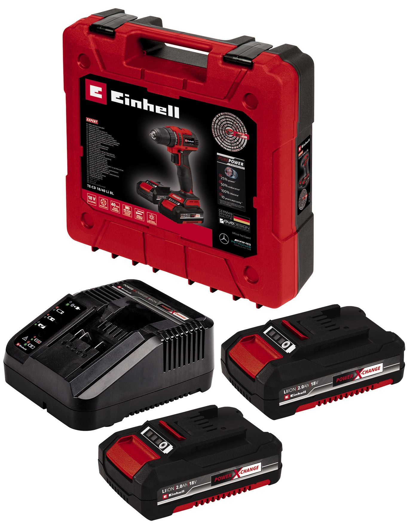Einhell Akku-Bohrschrauber »TE-CD 18/40 Li BL (2x2,0Ah)«, inkl. Koffer für universelle Aufbewahrung von Werkzeug und Zubehör