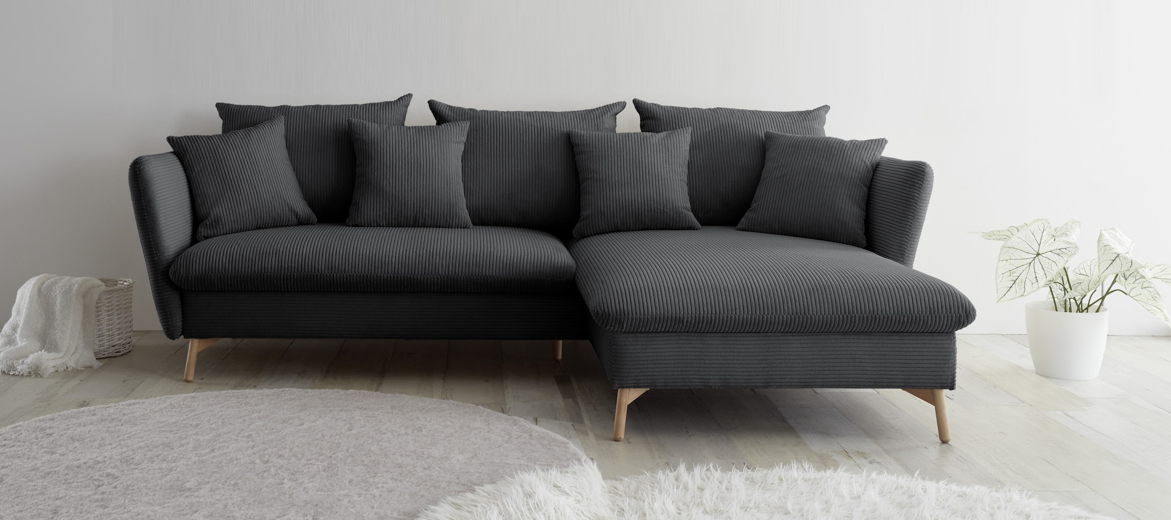 OTTO home Ecksofa "MERLE, 258 cm, L-Form, traumhafter Cord," mit Bettfunkti günstig online kaufen