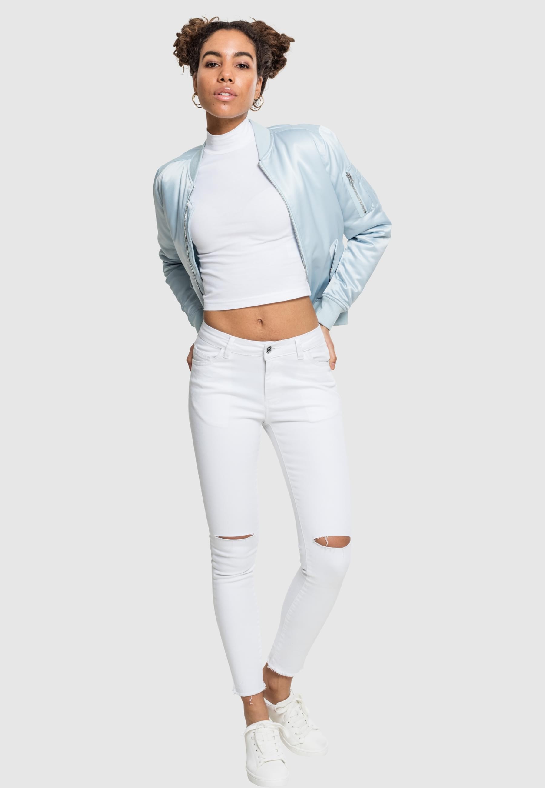URBAN CLASSICS Allwetterjacke »Urban Classics Damen Ladies Satin Bomber Jacket«, (1 St.), ohne Kapuze