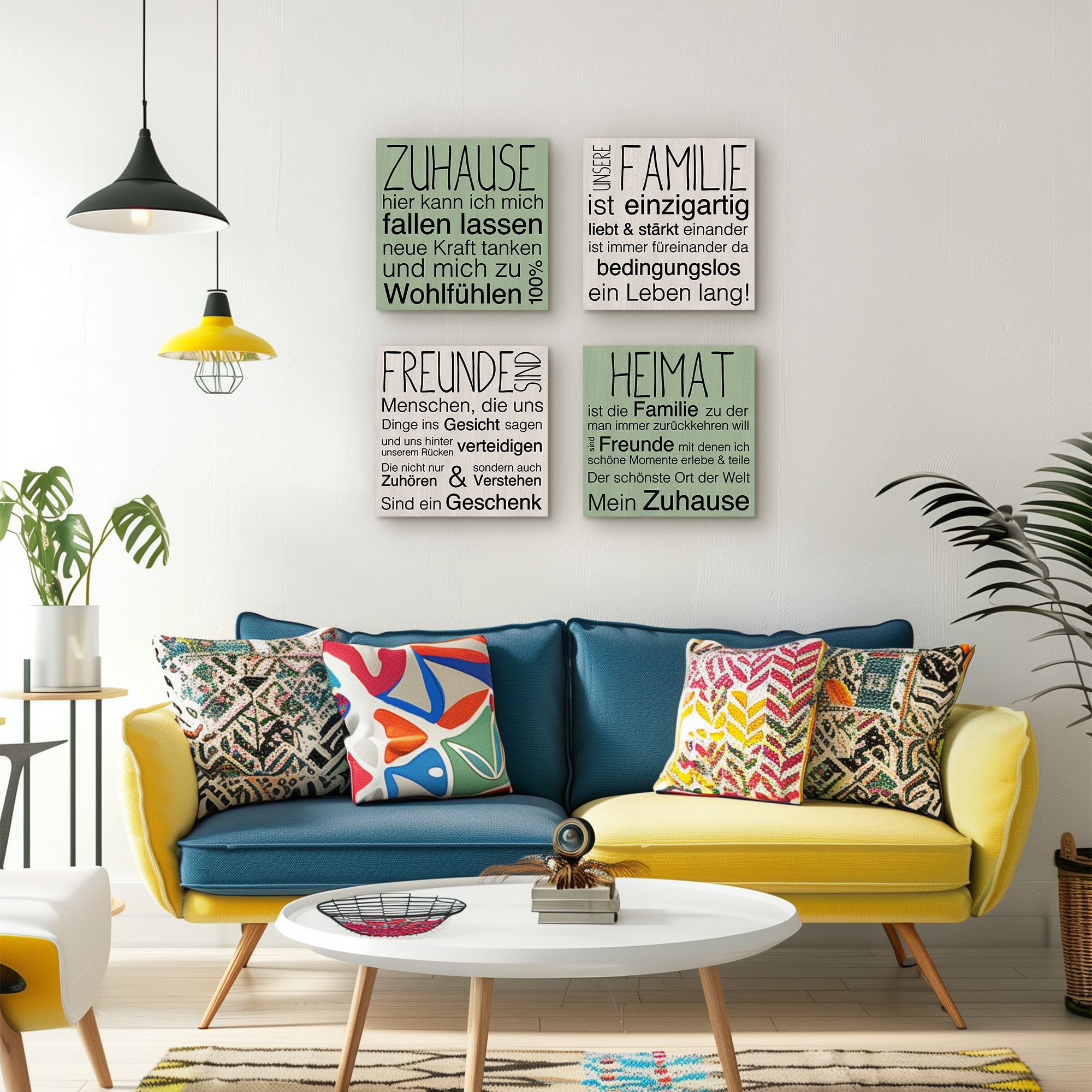 OTTO home Leinwandbild »Zuhause, Familie, Freunde, Heimat« Liebessprüche 4 Stk. tlg. 4tlg. Set