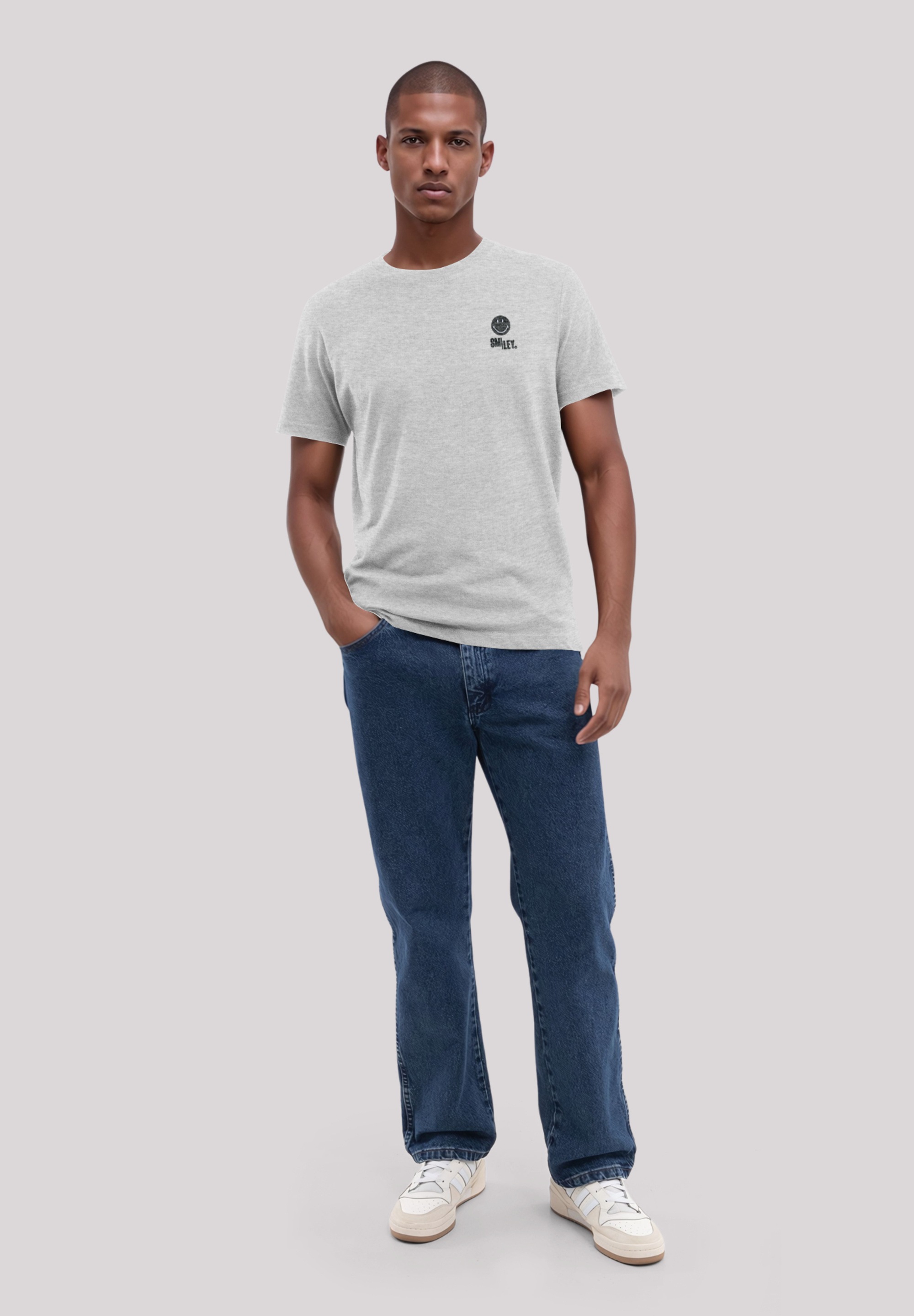 F4NT4STIC T-Shirt »Smiley Icon Split Wordmark dark Bestickt«, Premium Qualität