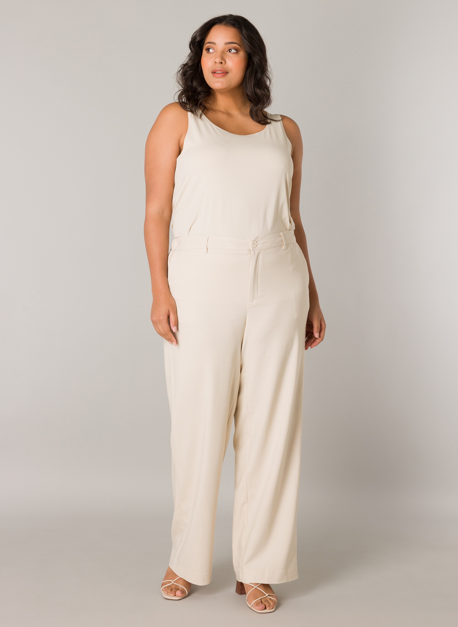 Thumbnail - Base Level Curvy Stoffhose Sommerhose mit Schlag und Viskose