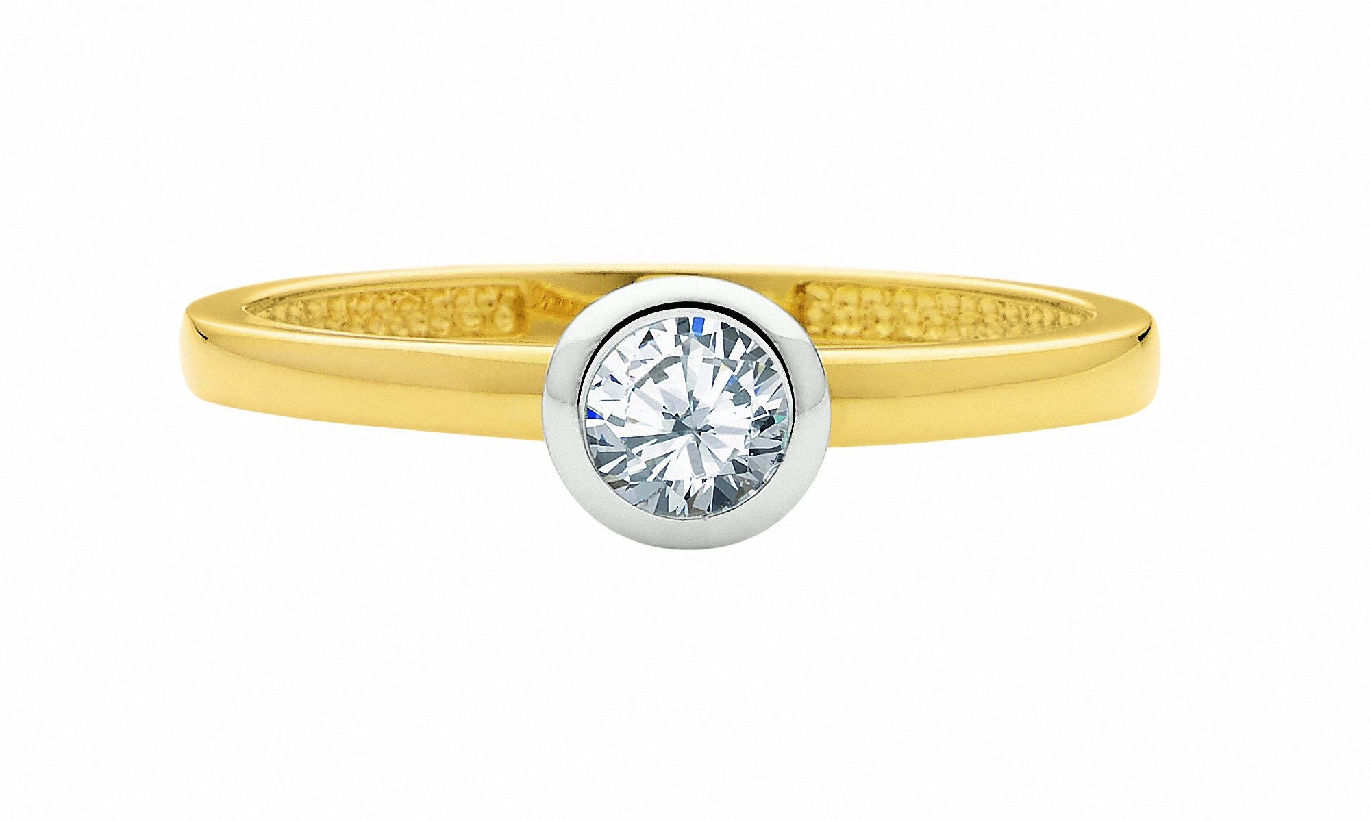 ADELIA ́S Damen Solitärring "Solitärring 585 Gold ( 14K ) mit Zirkonia", 52, Goldsilber, Gold, Fingerringe, Goldring Diamant