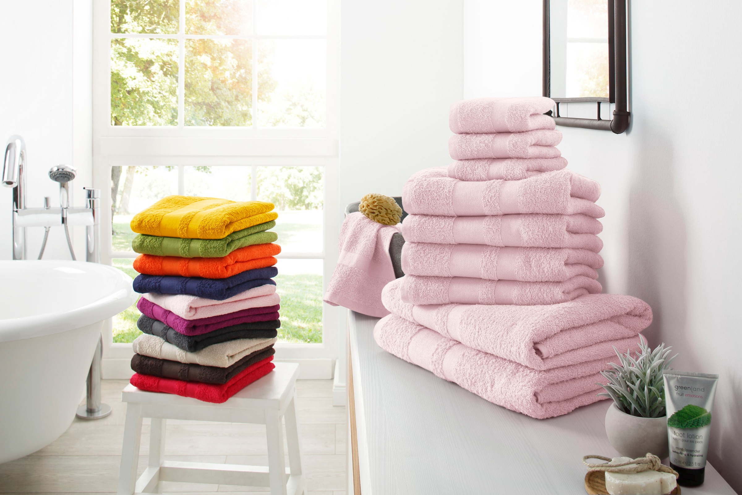 einfarbiges home Set, mit kaufen Set BAUR Handtuch-Set Handtücher 10 my tlg., Baumwolle | »Vanessa«, Walkfrottee, aus Bordüre, 100% Handtuch