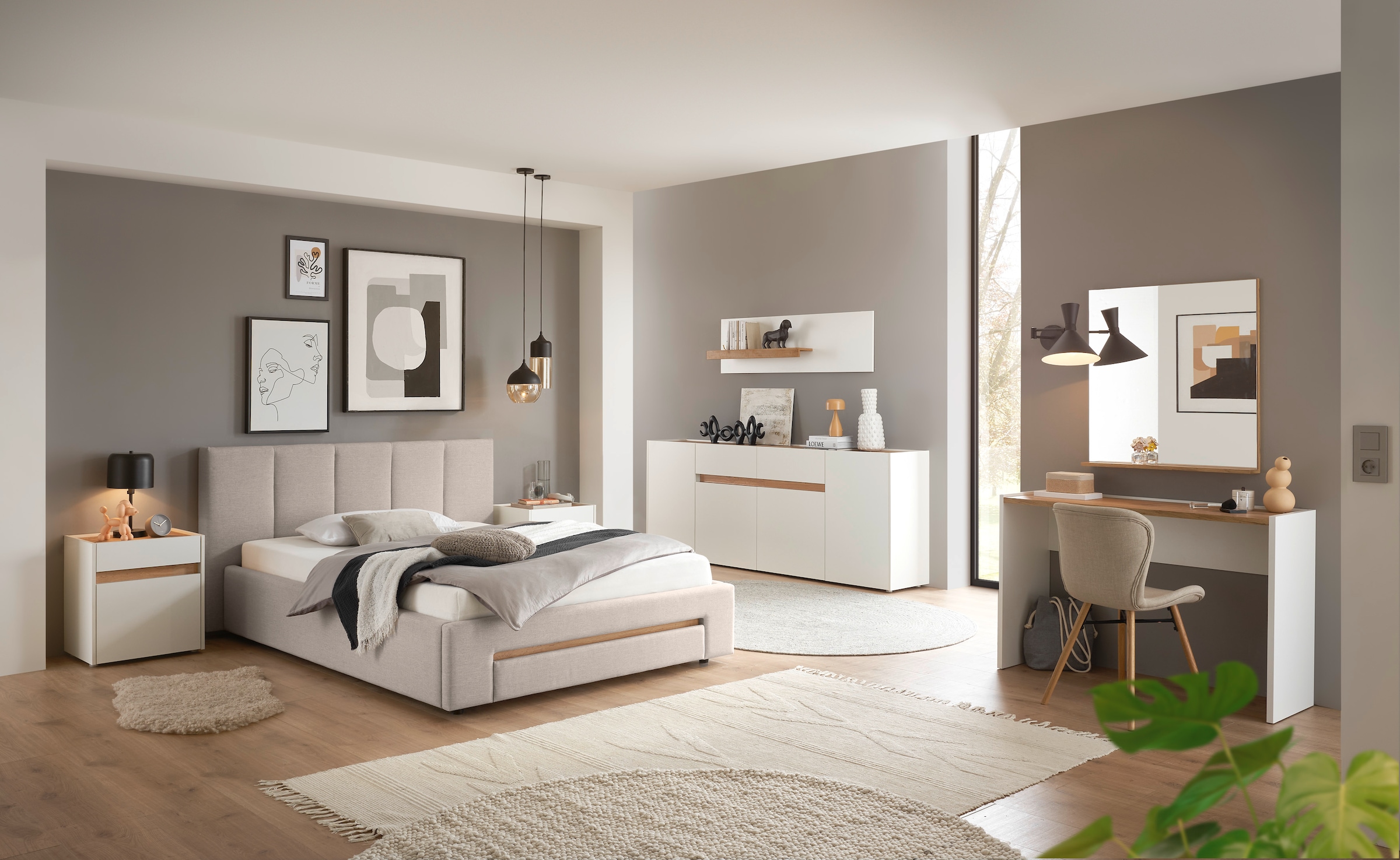 INOSIGN Polsterbett »CiTY/GiRON, Bettgestell mit Bettkasten, gepolstertes Stauraumbett«, mit Hundebett oder Stauraumschublade, Bezug Cord-oder Leinenoptik