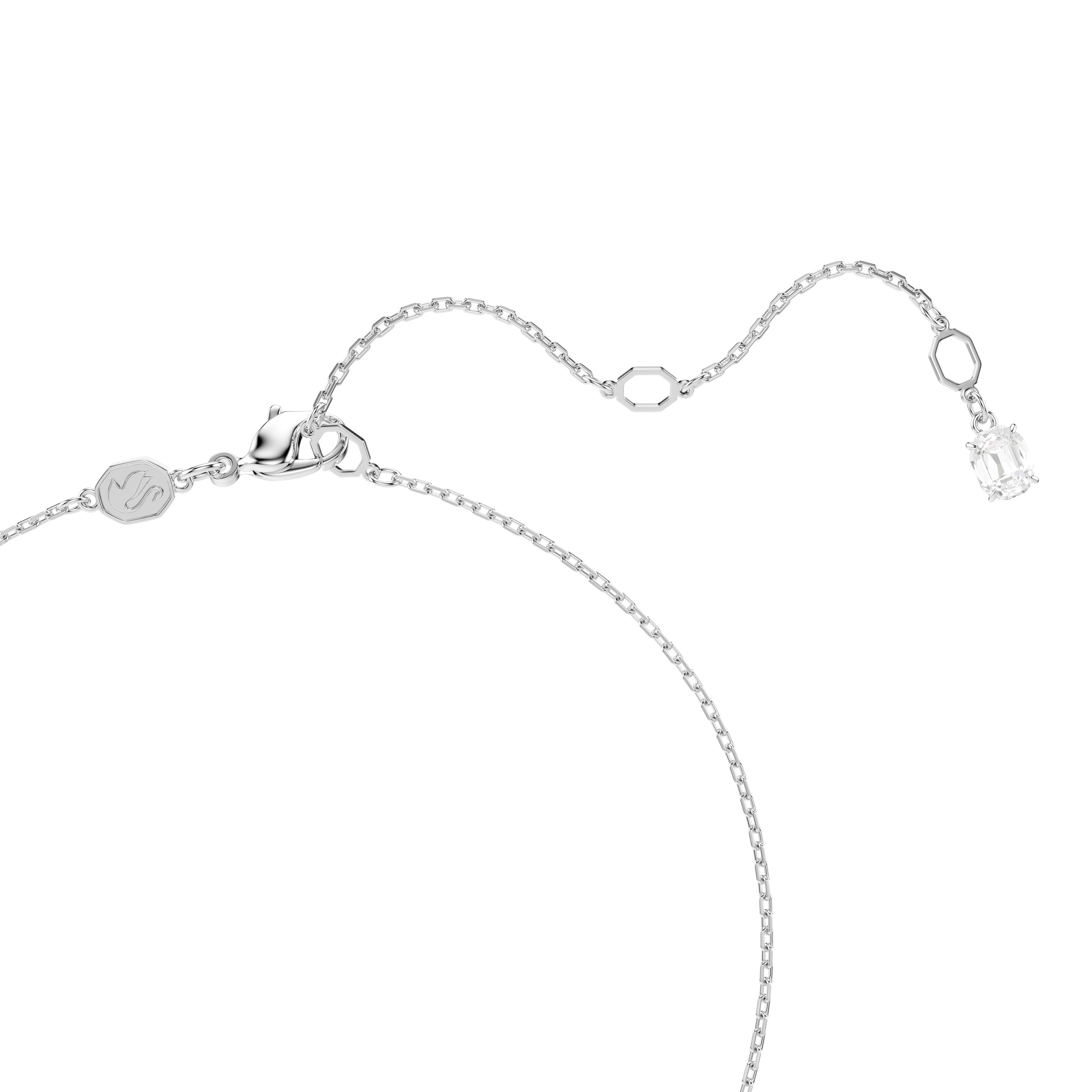 Kette mit Anhänger SWAROVSKI "Schmuck Geschenk Schwan Halskette", silber (metallfarben, kristallweiß), Halsketten, Damen, Metall, mit Swarovski Kristall, Swarovski Zirkonia (synth.) 5