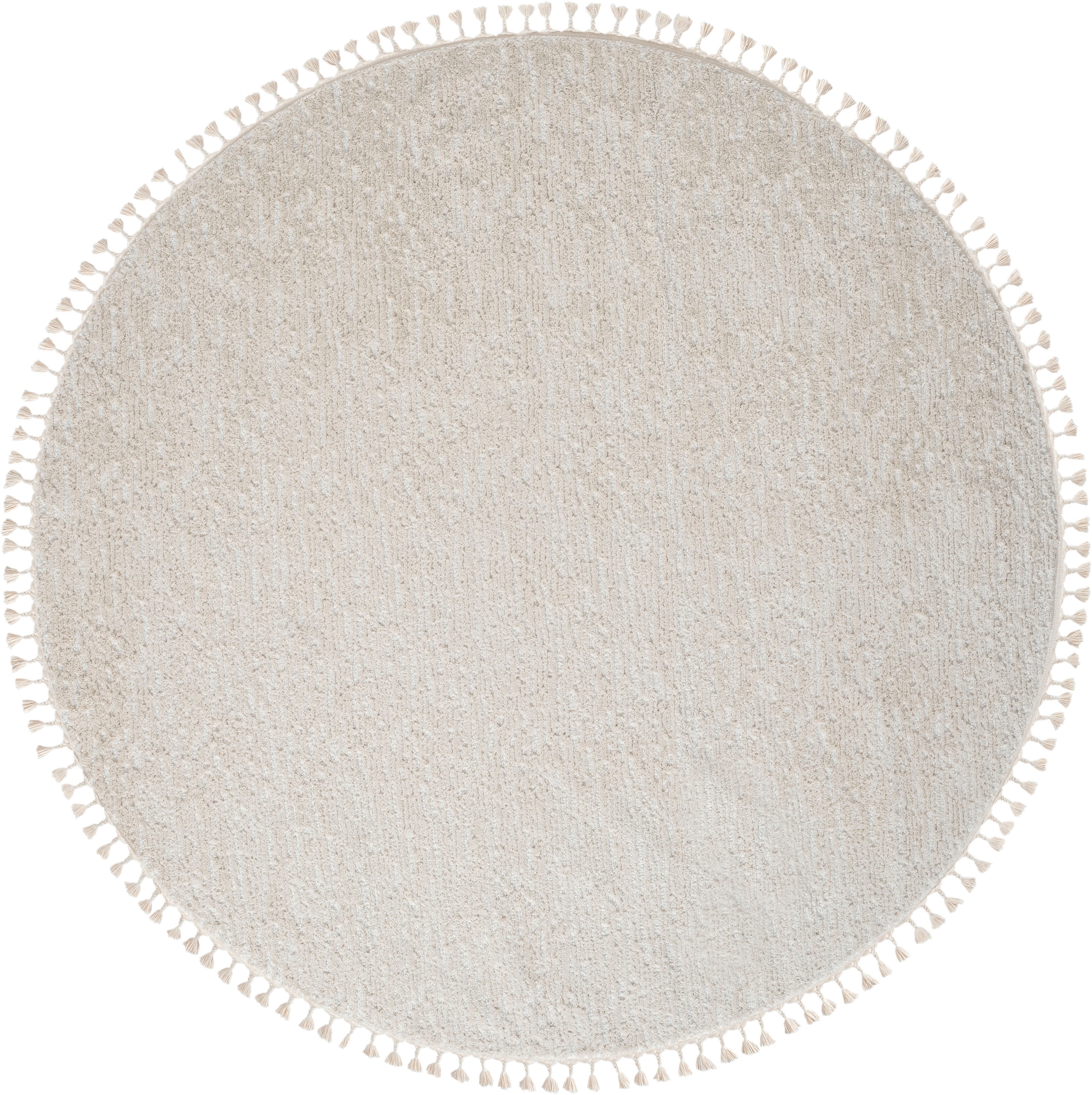 Myflair Möbel & Accessoires Hochflor-Teppich »Moroccan Pureness«, rund, 24 mm Höhe, moderner Teppich, Uni-Farben, weich durch Hochflor, mit Fransen