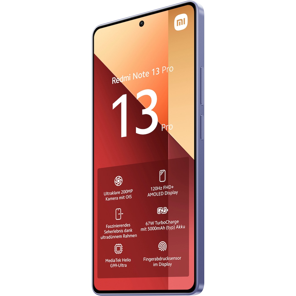 Xiaomi Smartphone »Redmi Note 13 Pro 256Gb«, Lavender Purple, 16,94 cm/6,67 Zoll, 256 GB Speicherplatz, 200 MP Kamera