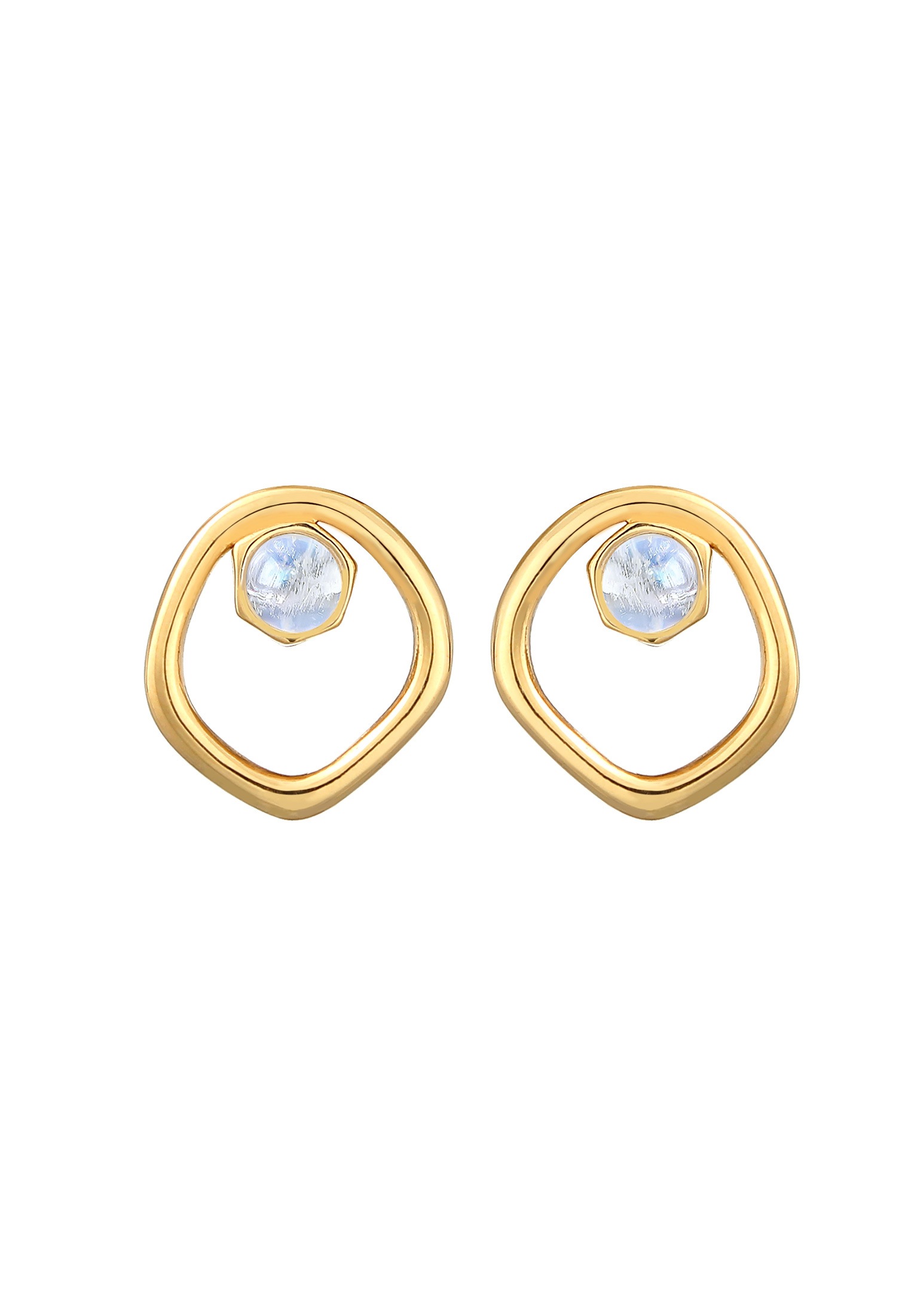 Elli Premium Paar Ohrstecker »Stecker Mondstein Organic Kreis Look 925 Silber«