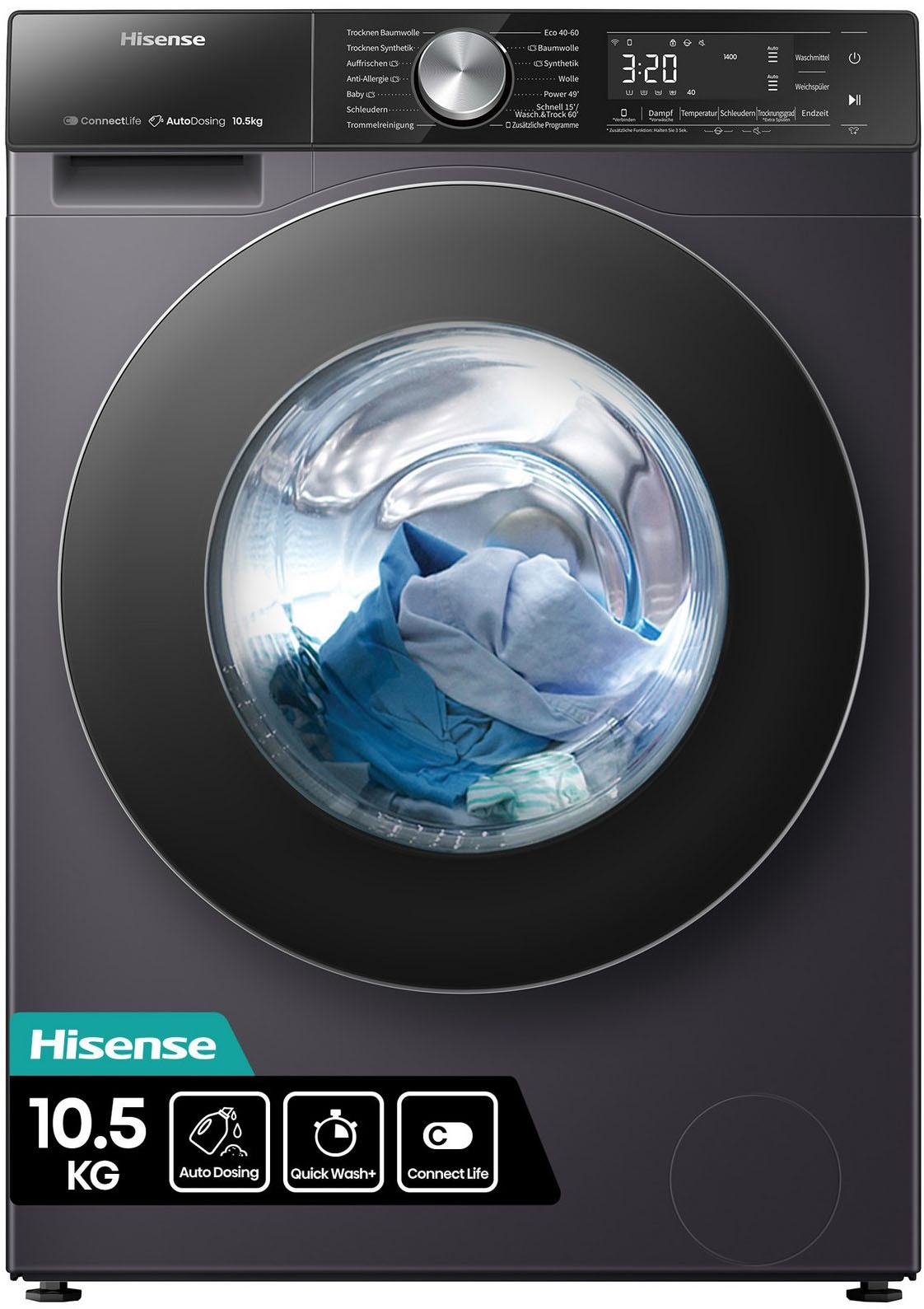 Hisense Waschmaschine »WF5S1045BB« 10,5 kg 1400 U/min AutoDosing