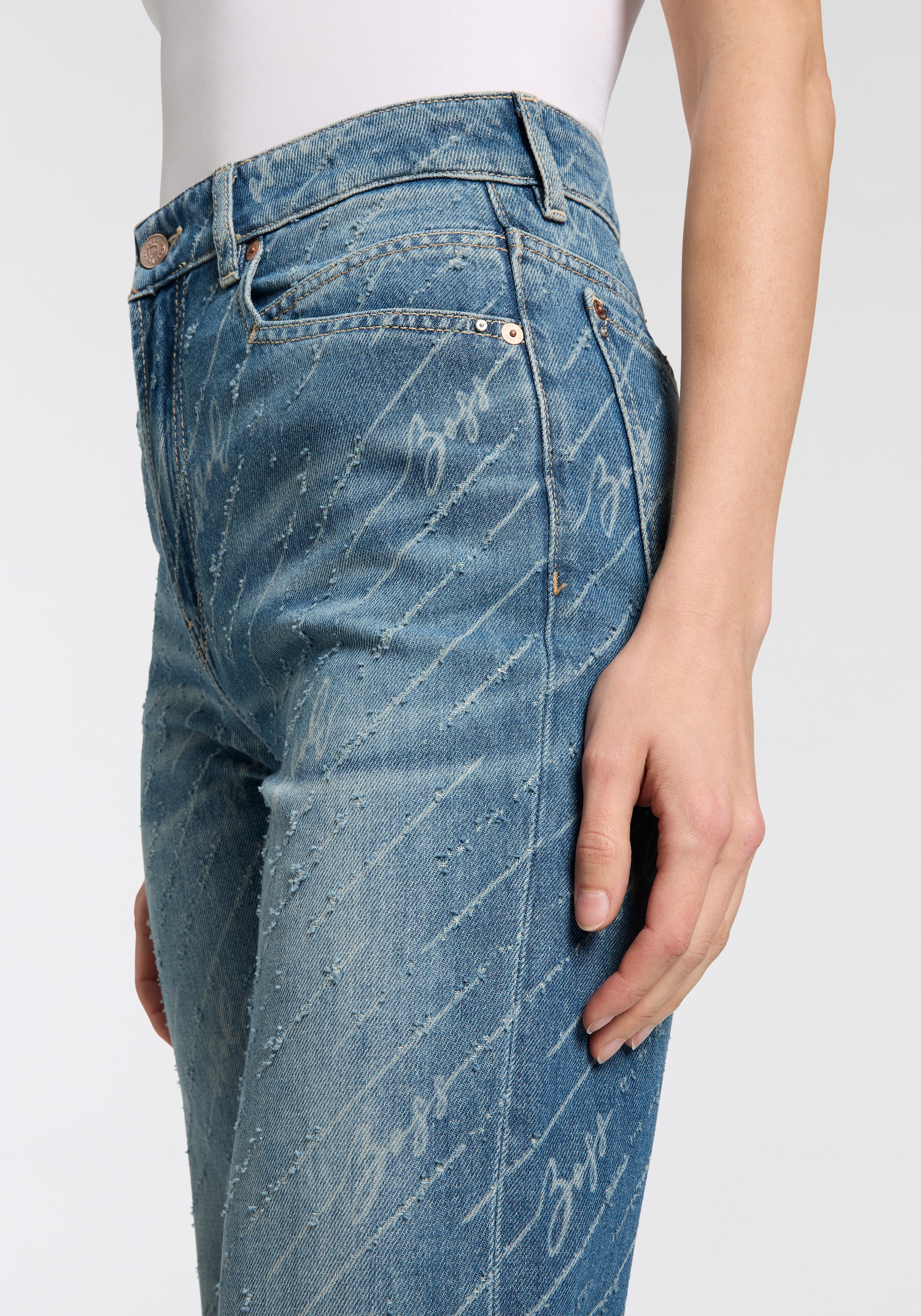 BOSS ORANGE Straight-Jeans »Ada High Rise Slim Premium Damenmode«, mit All-Over Druck