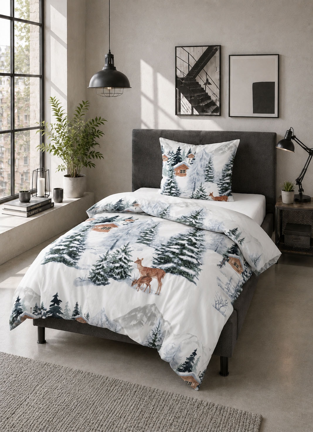 Castell - Markenbettwäsche Bettwäsche »0350367 Polycotton-Biber Bettwäsche 65% Baumwolle, 25% Polyester« 2 wärmend weich, Reißverschluss, Winterbettwäsche, Grafik-Print