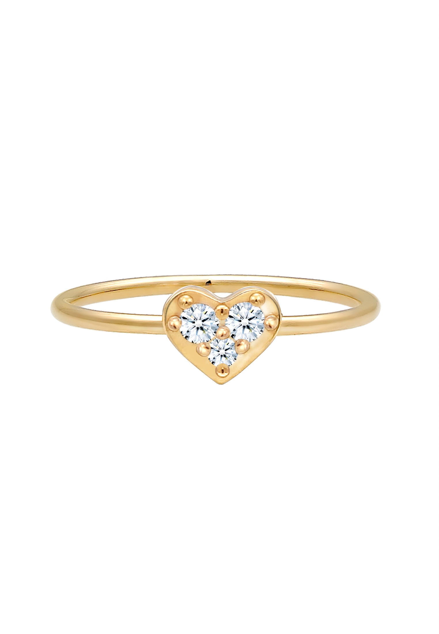 Elli DIAMONDS Verlobungsring »Herz Trio Diamant (0.075 ct.)Romantik 585 Gelbgold«