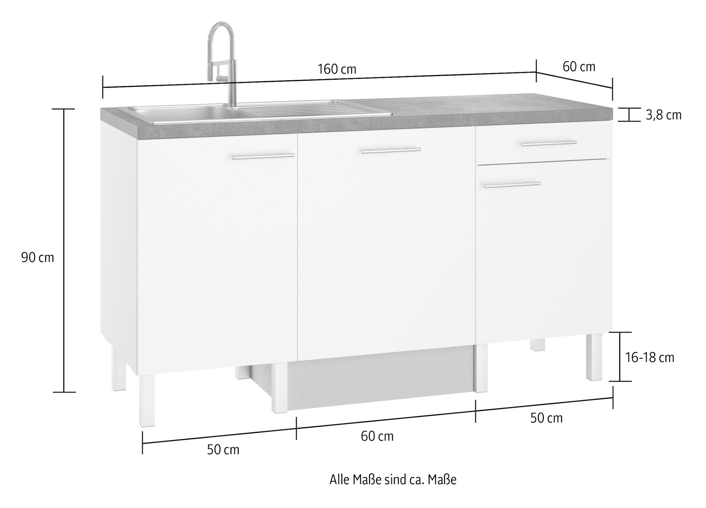 OPTIFIT Küche »Lilly«, Breite 160 cm, wahlweise mit E-Geräten bestellen |  BAUR