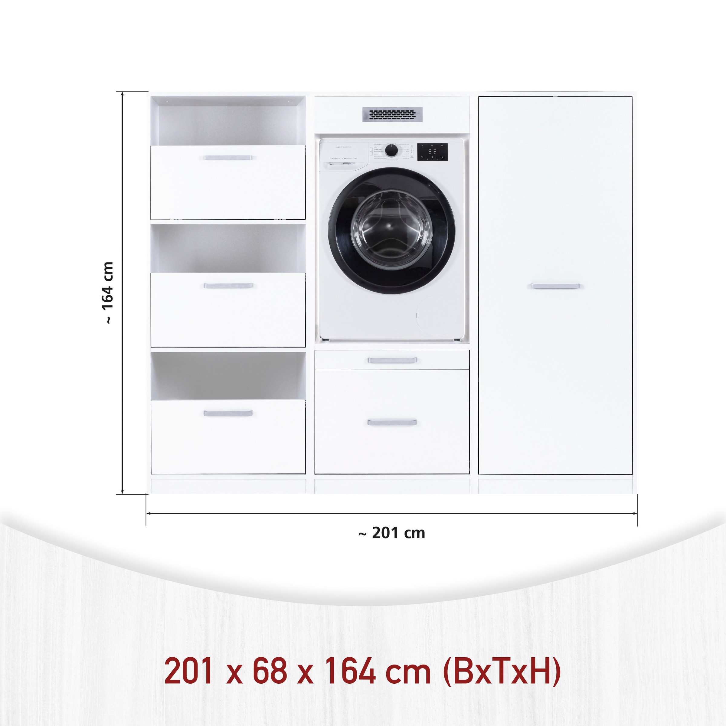 Inter Link Mehrzweckschrank-Set »Norela, Waschmaschinenumbauschrank, Geräteschrank mit Wäscheschrank« 3 Stk. tlg.