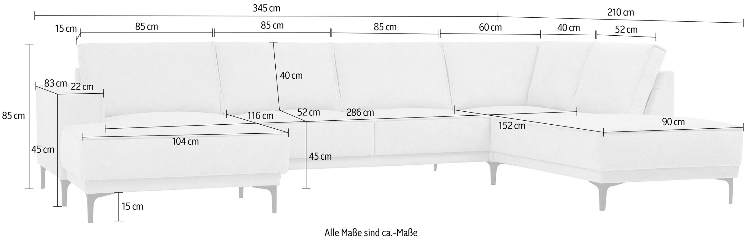 Places of Style Wohnlandschaft »Oland«, XXL, im zeitlosem Design und hochwertiger Verabeitung