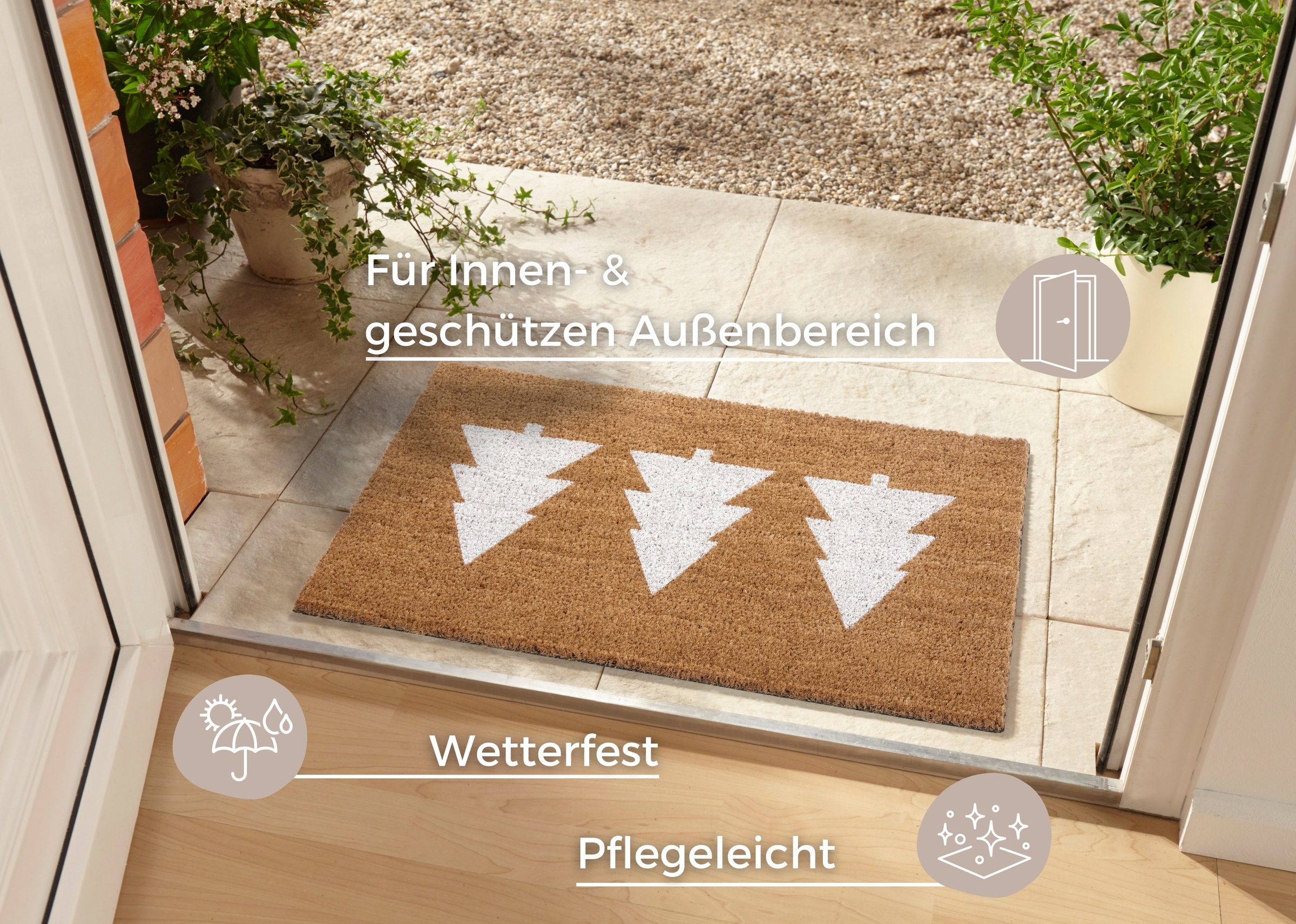HANSE Home Fußmatte »Mix Mats Kokos Pine Trees, Türmatte«, rechteckig, 15 mm Höhe, Weihnachten, Schmutzfangmatte, Outdoor, Rutschfest, Innen, Kokosmatte