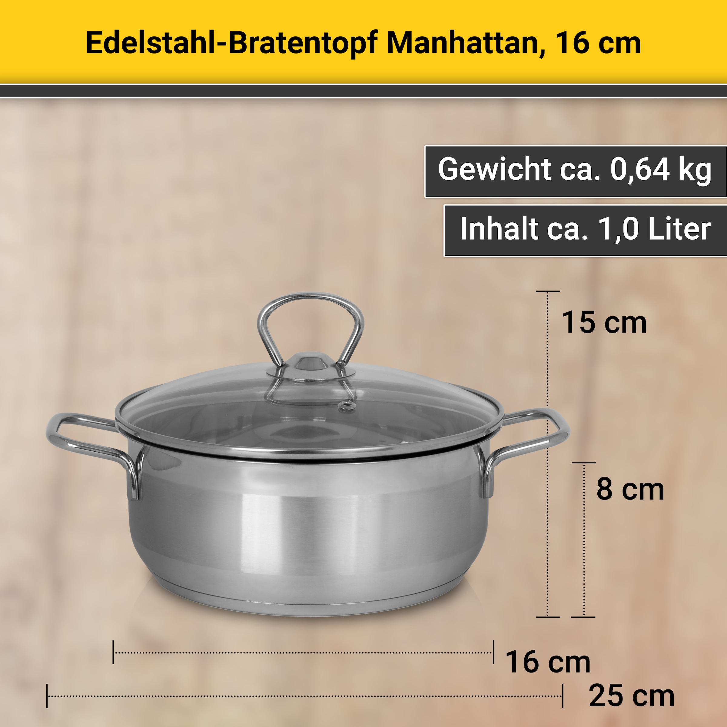 Krüger Bratentopf »Edelstahl-Topf Manhattan« 1 tlg. Edelstahl