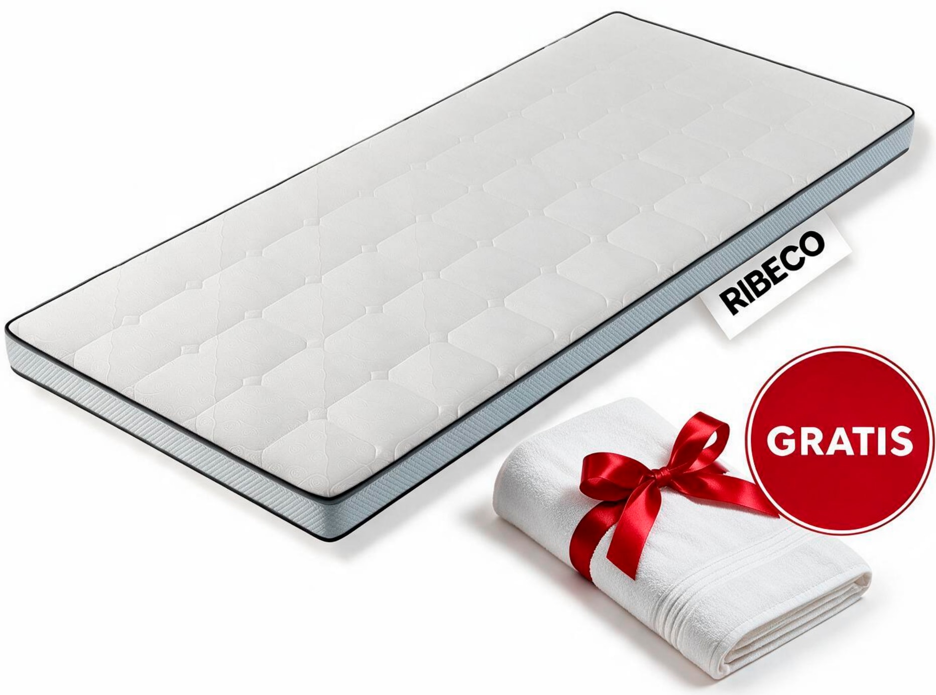 RIBECO Kleiderschrank "Aaron, Topper 90x200 cm,180x200 cm, GRATIS dazu 1x Handtuch" Matratze, Boxspringbett geeignet, ergonomisch, Made in EU