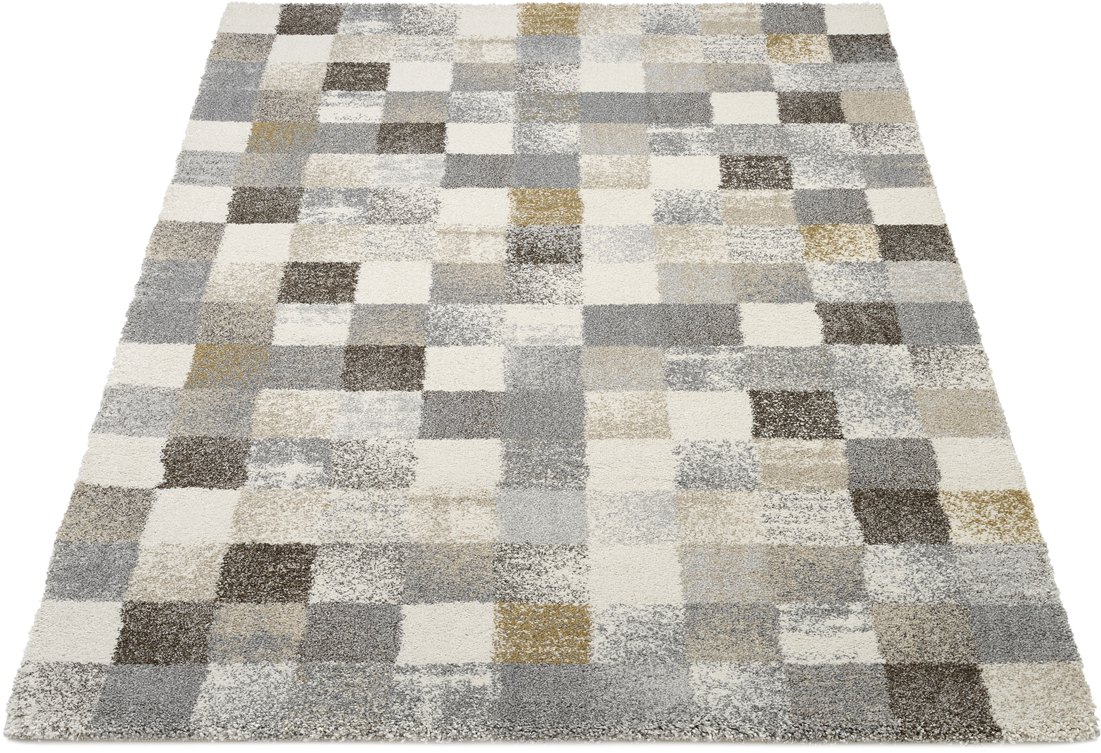 OCI DIE TEPPICHMARKE Teppich "NEW VILLA SQUARES, auch als Läufer und in Rund" rechteckig 20 mm Höhe feine Karos, meliert, Wohnzimmer