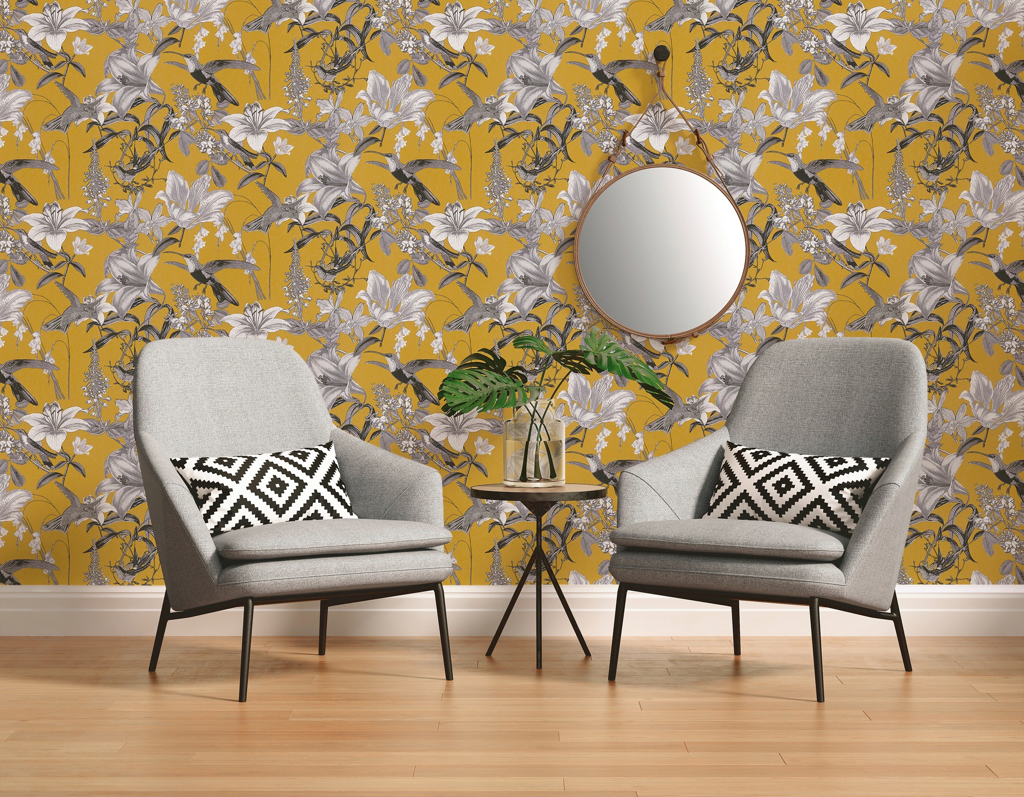 Architects Paper Vliestapete »Jungle Chic«, floral-botanisch-tropisch, Vogeltapete Tapete Blumen Tapeten Wohnzimmer Schlafzimmer Küche Design