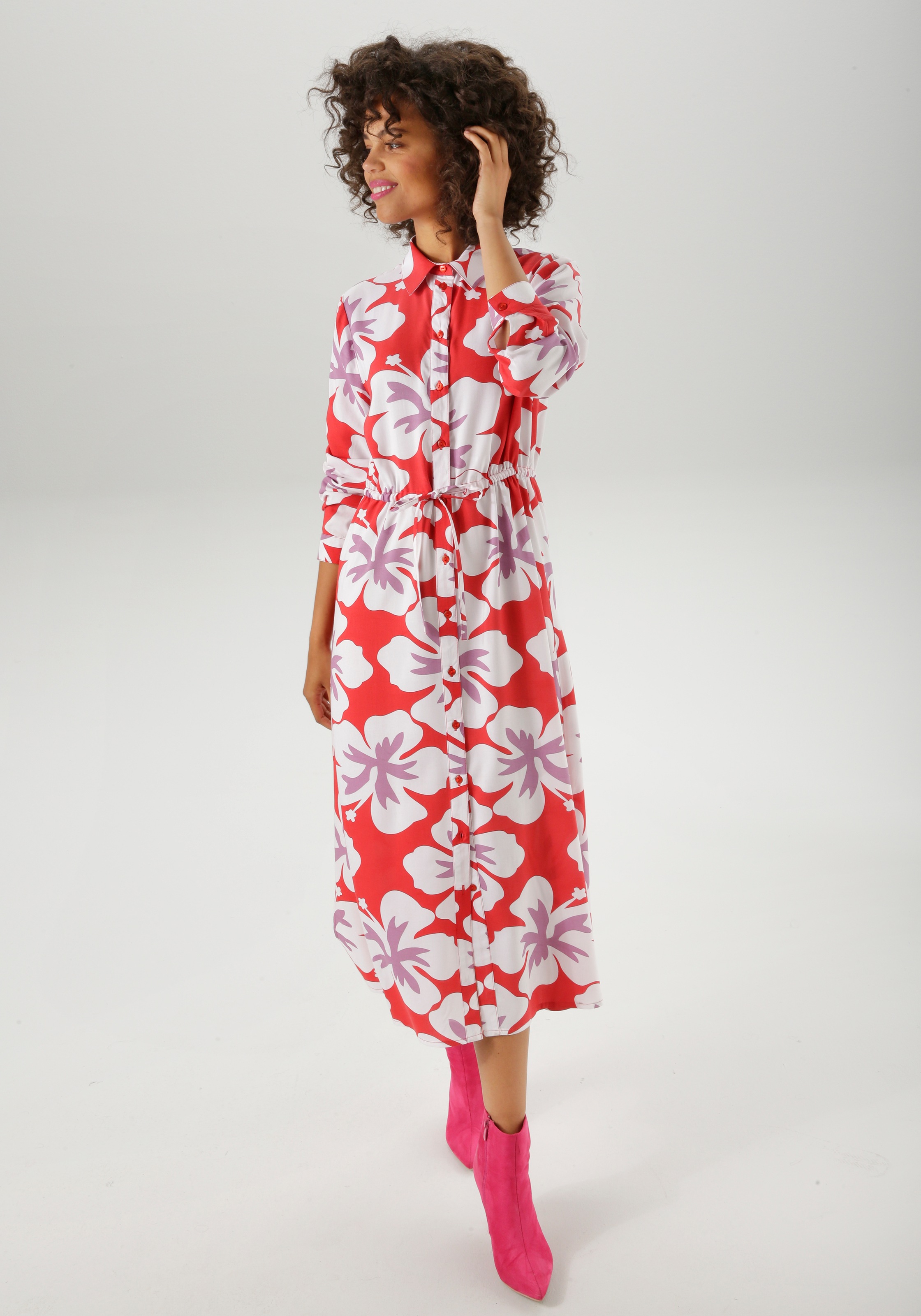 Aniston CASUAL Maxikleid mit großflächigen, grafischen Blüten bedruckt günstig online kaufen