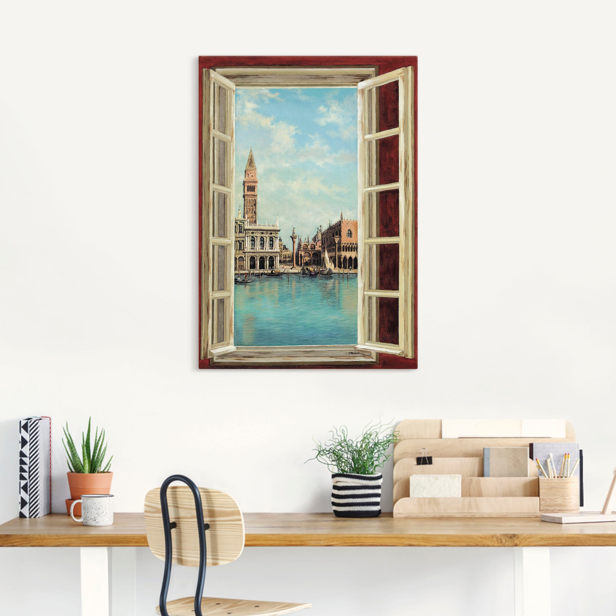 Artland Wandbild "Fenster mit Blick auf Venedig" Fensterblick 1 Stk. tlg. a günstig online kaufen