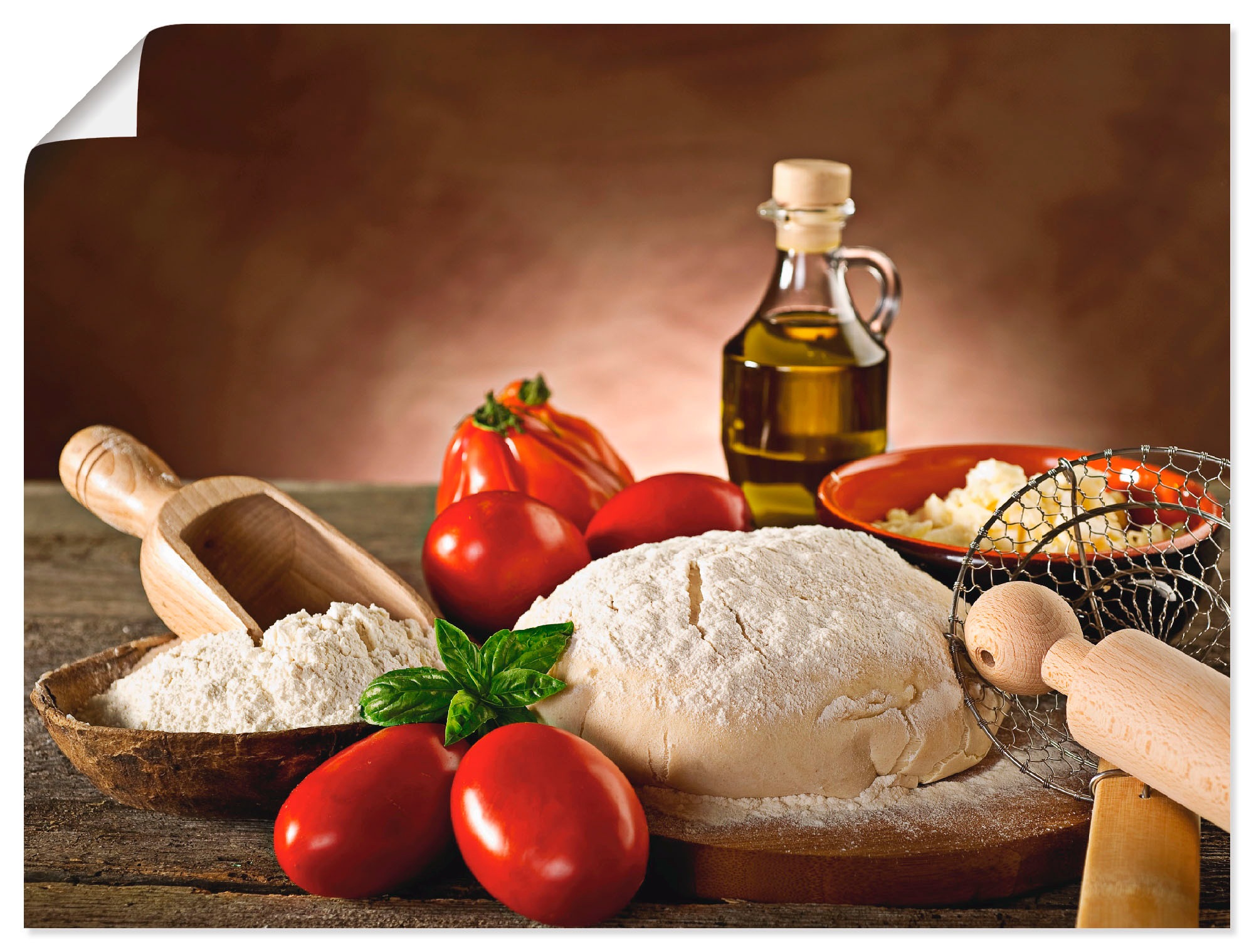 Artland Wandbild "Teig für Pizza" Lebensmittel 1 Stk. tlg. als Alubild, Lei günstig online kaufen