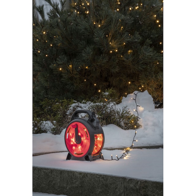 KONSTSMIDE LED-Lichterkette »Weihnachtsdeko aussen«, 400 St.-flammig, Micro  LEDs mit Kabelaufroller, schwarz-rot, 400 warm weiße Dioden kaufen | BAUR