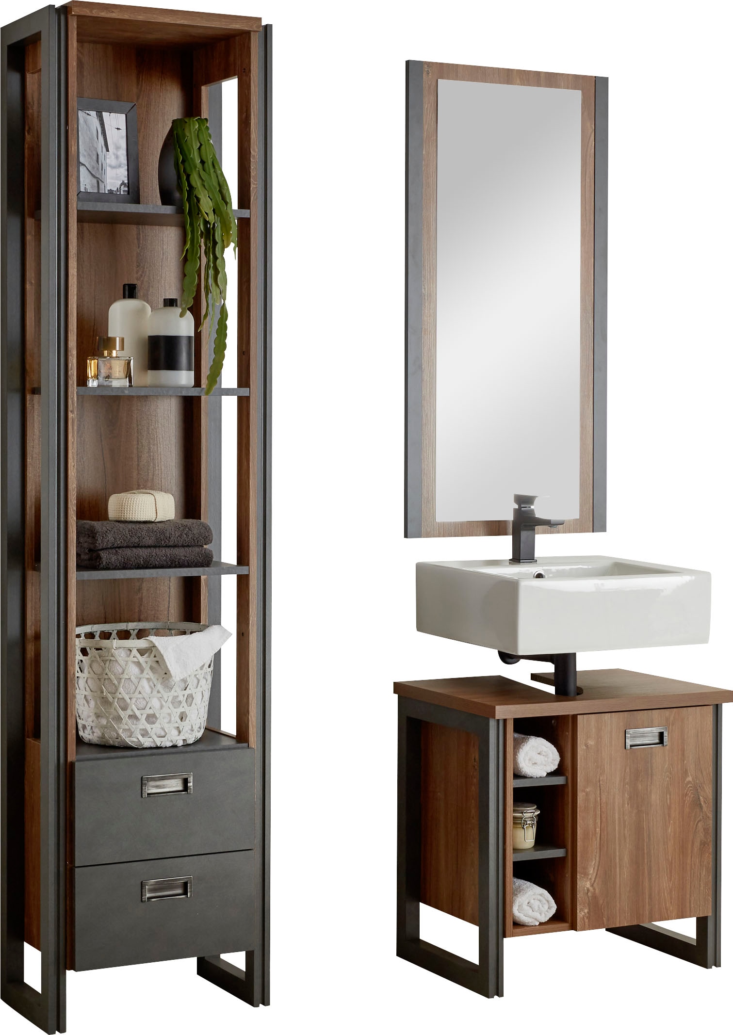 Home affaire Badmöbel-Set "Detroit, Bad im Industrialdesign, 3-teiliges Bad günstig online kaufen