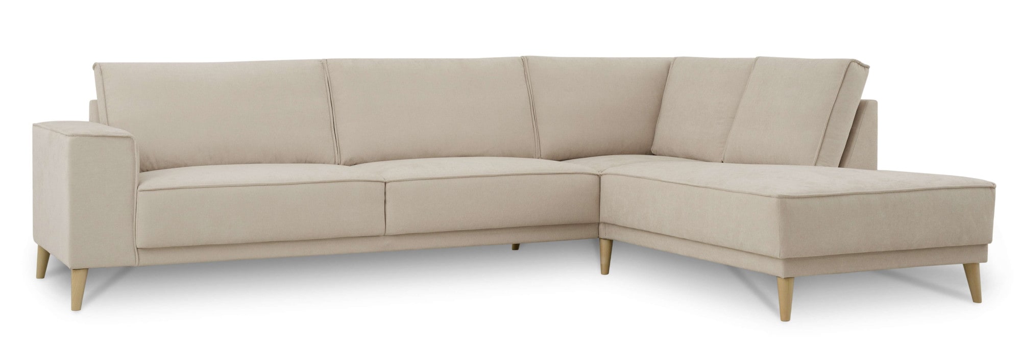OTTO home Ecksofa »Oland Skandi, weicher Chenille-Stoff« L-Form, 289 cm, Wellenunterfederung, Skandi-Design, Massivholzfüße