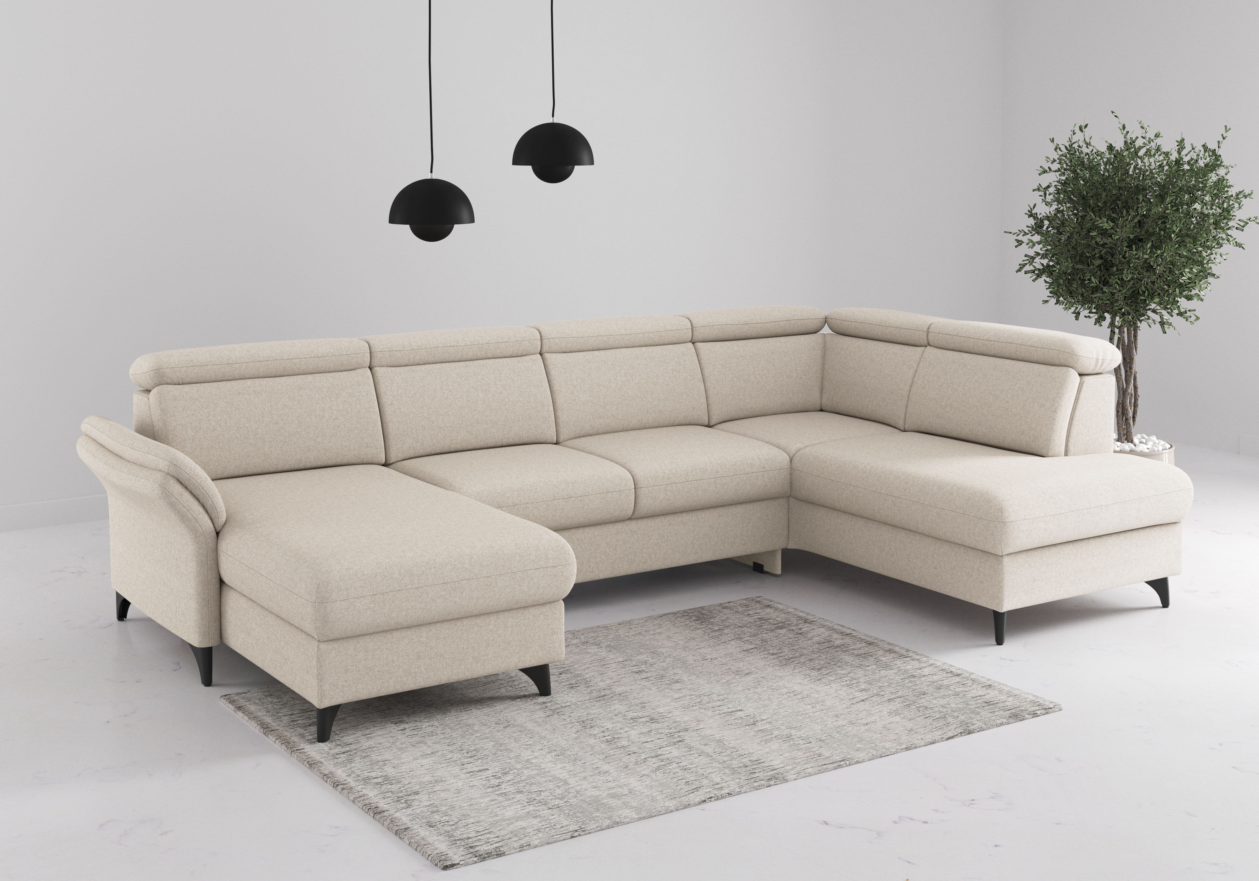 sit&more Wohnlandschaft "Glendale, U-Form" inkl. Kopfteilverstellung,wahlweise mit Vorziehsitz und Bettkasten