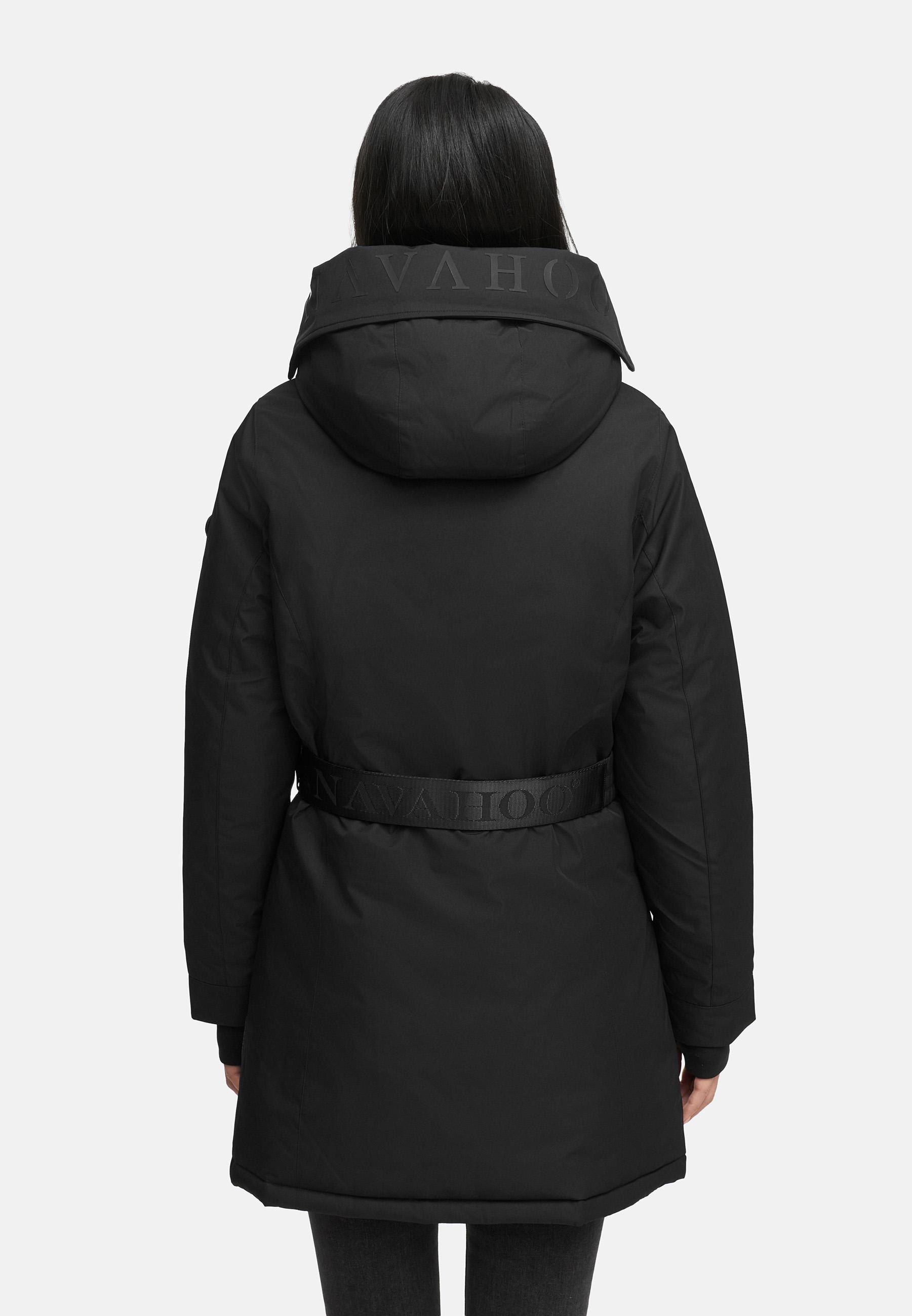 Navahoo Wintermantel »Frostkuss 14«, Warmer Damen Mantel mit abnehmbarer Kapuze und Taillengürtel