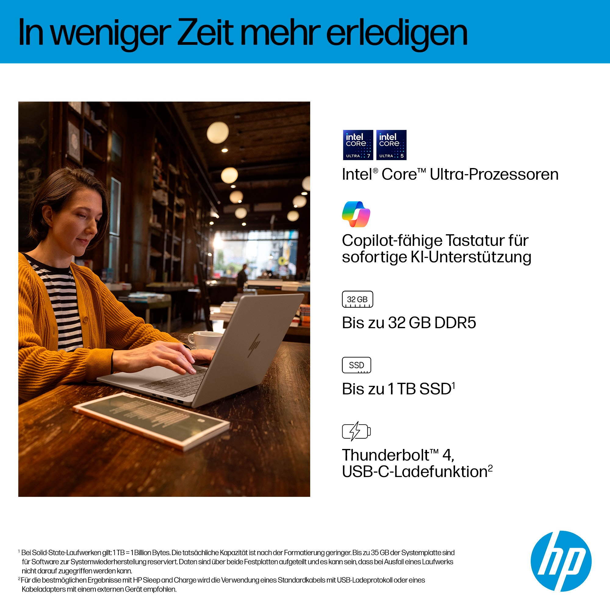 HP Notebook »OmniBook 7 14-fr0076ng«, 35,6 cm, / 14 Zoll, Intel, Core Ultra 7, ARC, 1000 GB SSD