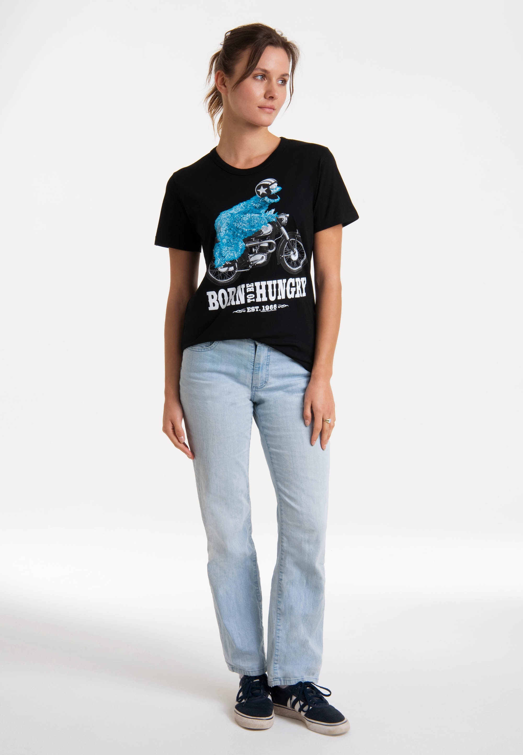 LOGOSHIRT T-Shirt »Sesamstrasse - Krümelmonster Motorrad«, mit lizenziertem Print