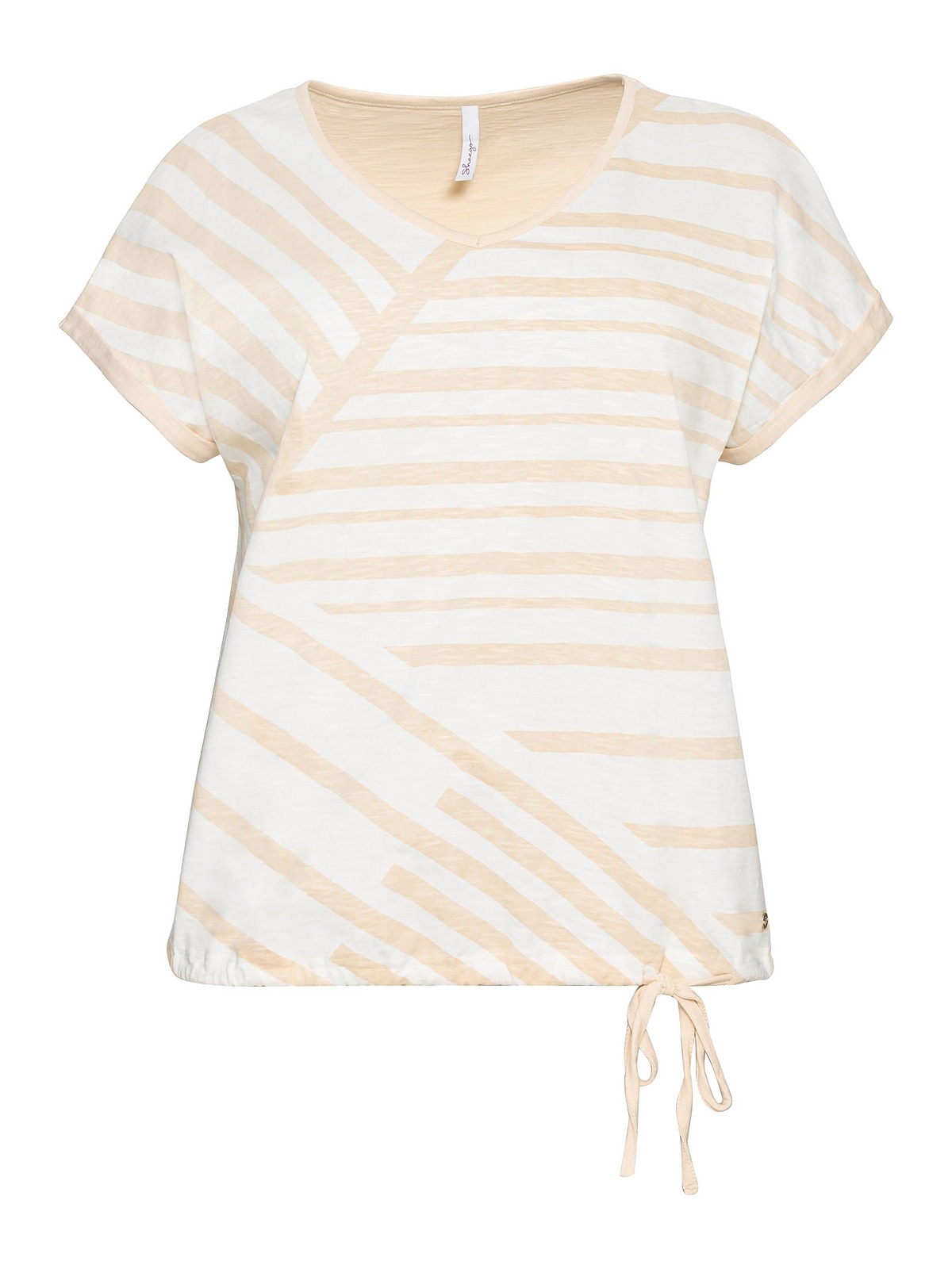 Sheego T-Shirt »Große bestellen | vorn Größen«, BAUR mit Streifenprint Tunnelzug und