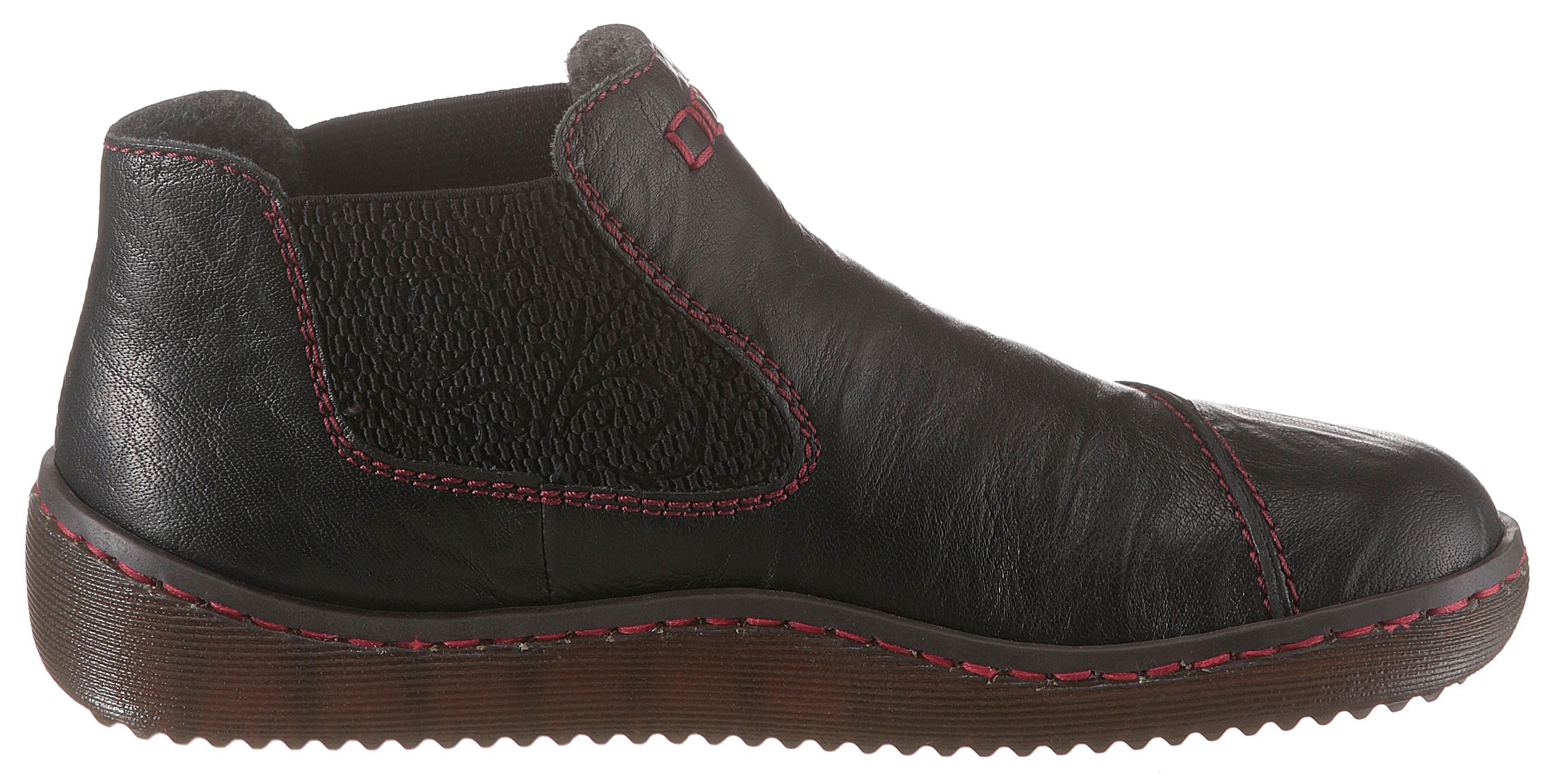 Rieker Chelseaboots, Stiefelette, Boots, Schlupfschuh mit gemustertem Stretcheinsatz