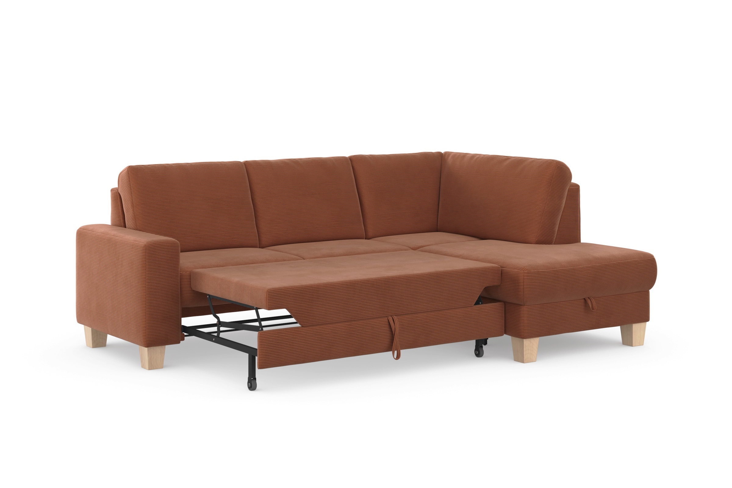 Home affaire Ecksofa »Summer L-Form«, mit Ottomane, wahlweise mit Bettfunktion und Bettkasten, Cord-Bezug
