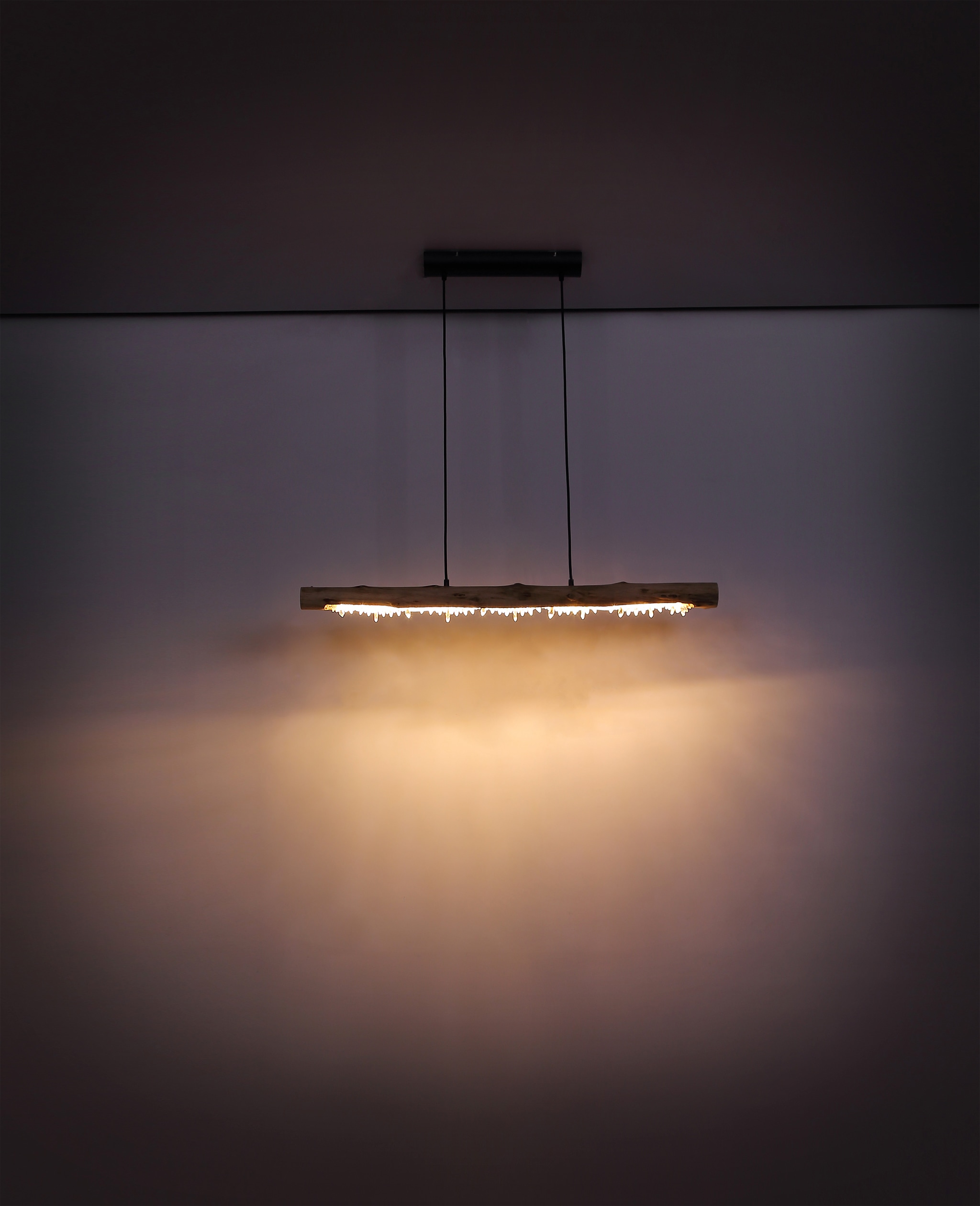 GLOBO LIGHTING Hängeleuchte »FELICITAS« LED-Modul 1 Stk. Warmweiß Hängeleuchte Schwarz/Holz, Acrylkristalle, Stufenschalter, LED 15W