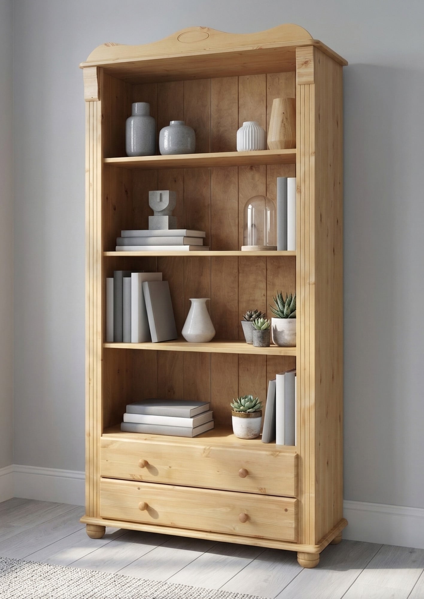 OTTO home Bücherregal "Adele, Standregal, Regal" B/T/H:, aus massiver Kiefer, Breite 92 cm, mit 2 Schubladen, FSC