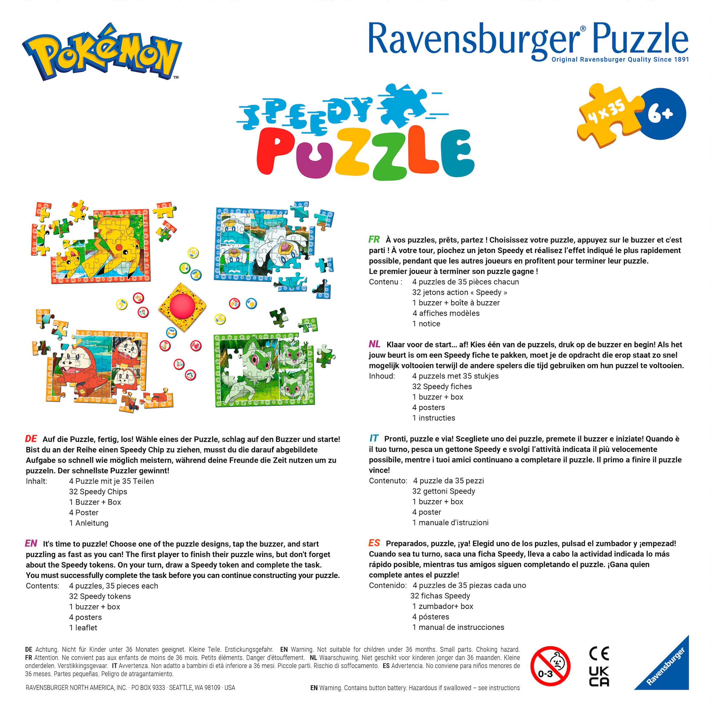 Ravensburger Puzzle »Speedy Puzzle, Pokémon«