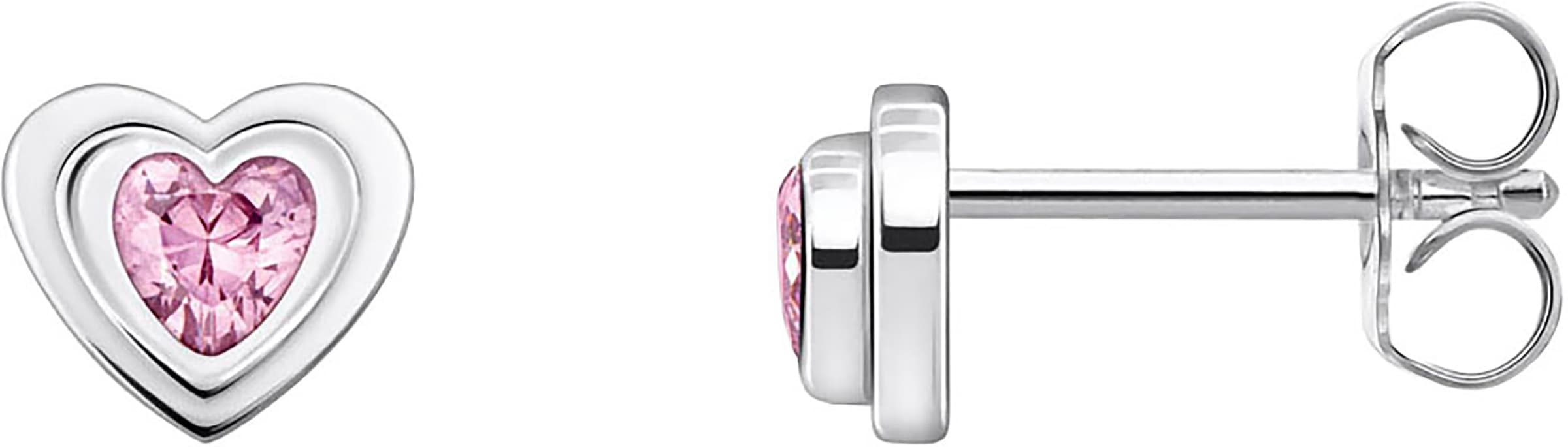 THOMAS SABO Paar Ohrstecker »Herz mit pinkfarbenem Zirkonia, H2271-414-9, H2271-643-9«, mit Zirkonia (synth.)